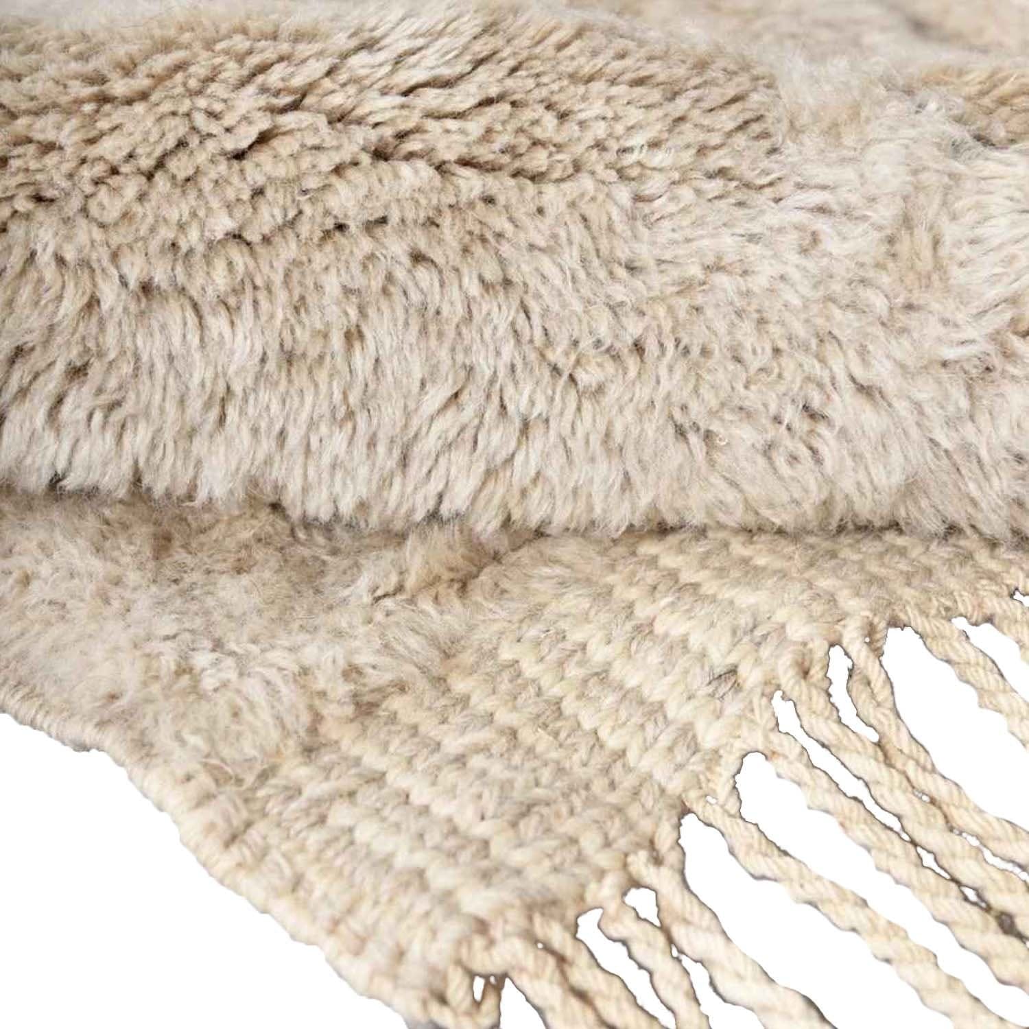 Ivory Blue Block Beni Ourain Rug