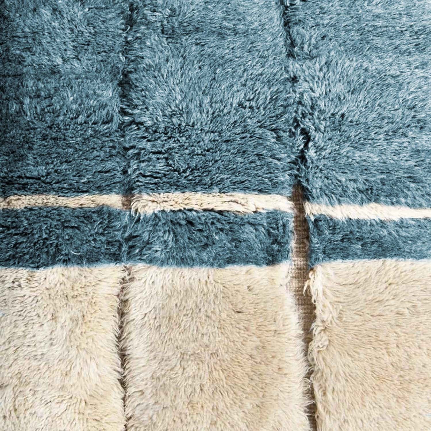 Ivory Blue Block Beni Ourain Rug