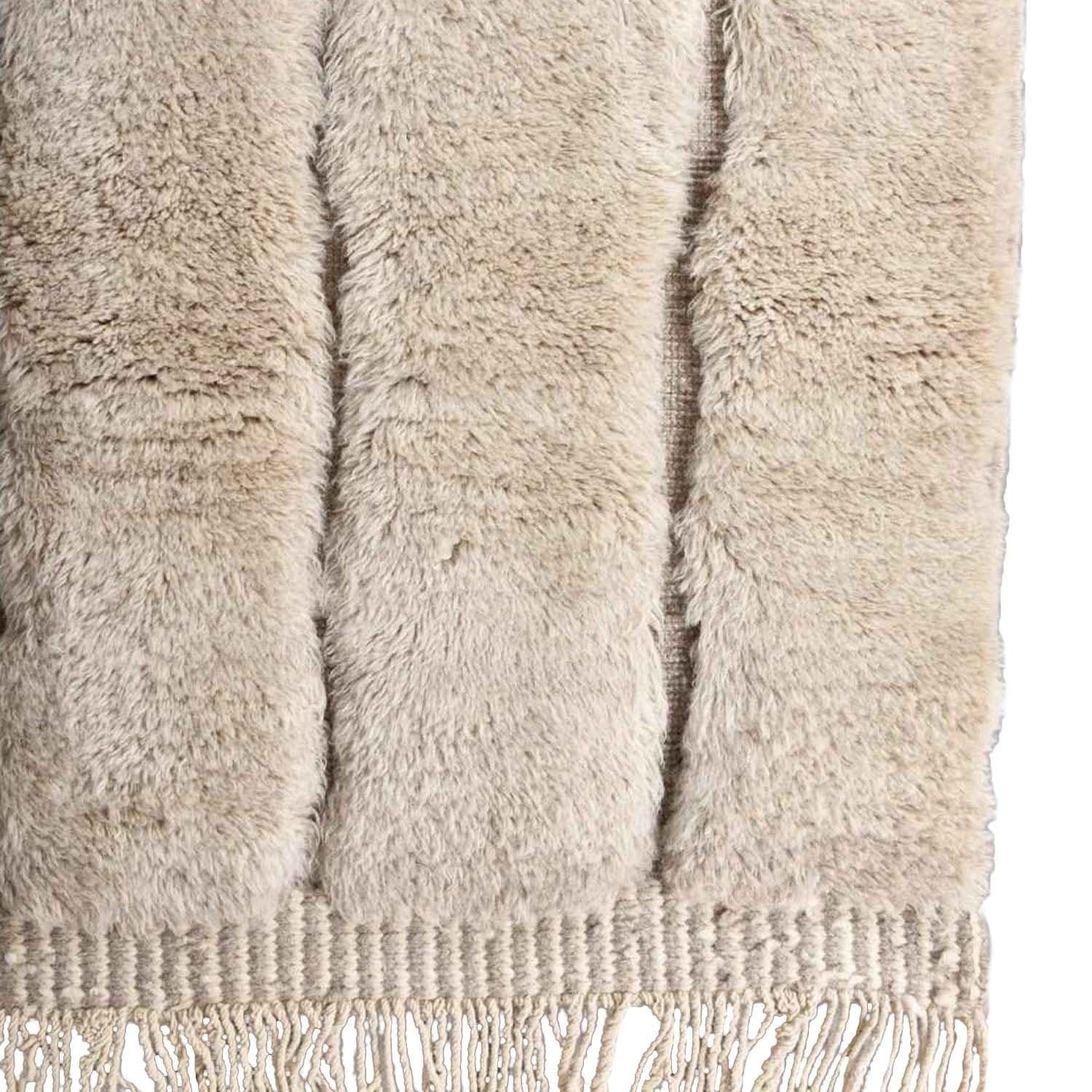Ivory Blue Block Beni Ourain Rug