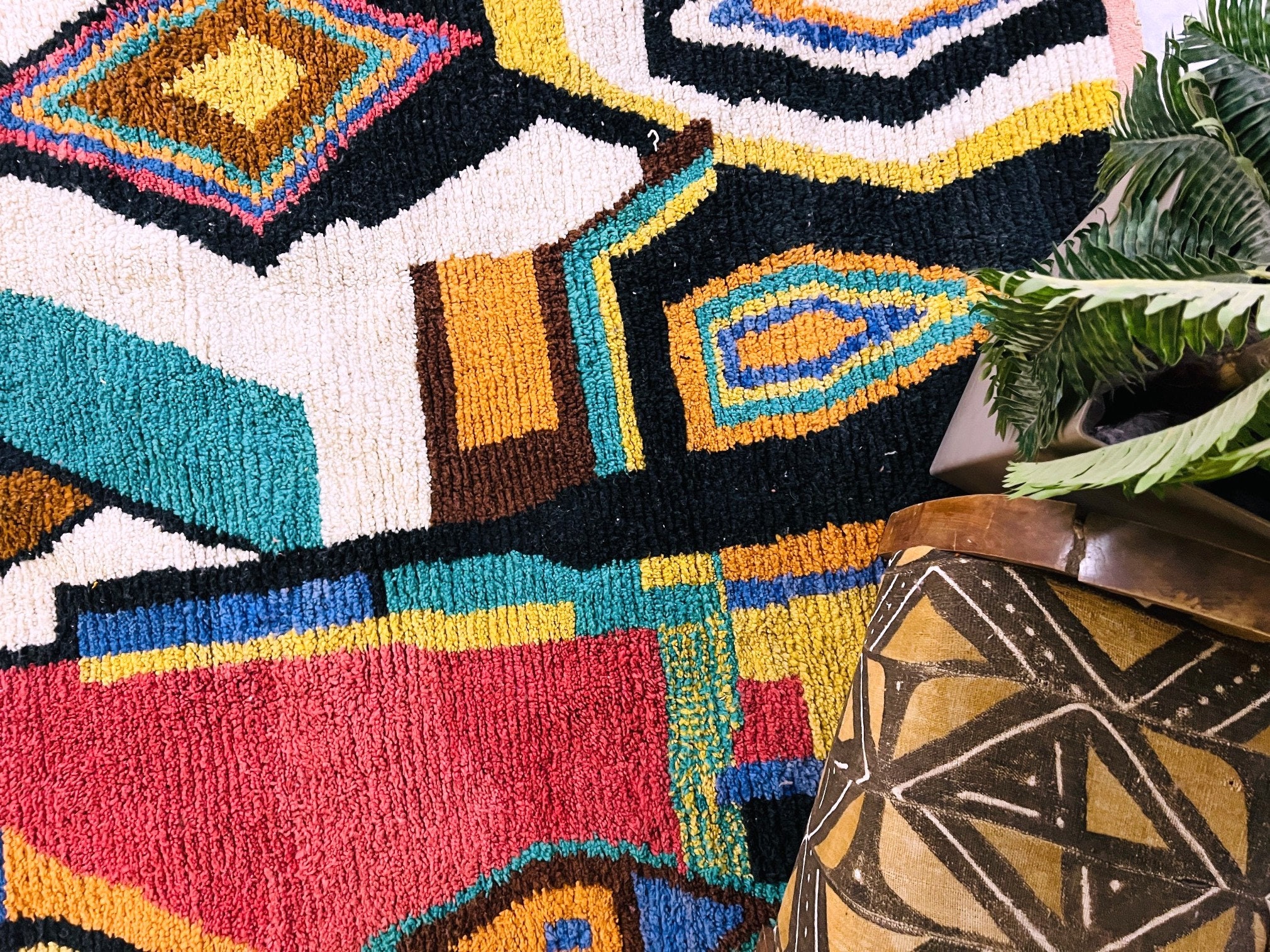 Multicolor Diamond Beni Ourain Rug