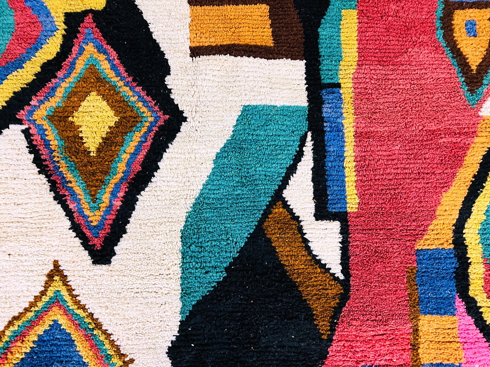 Multicolor Diamond Beni Ourain Rug