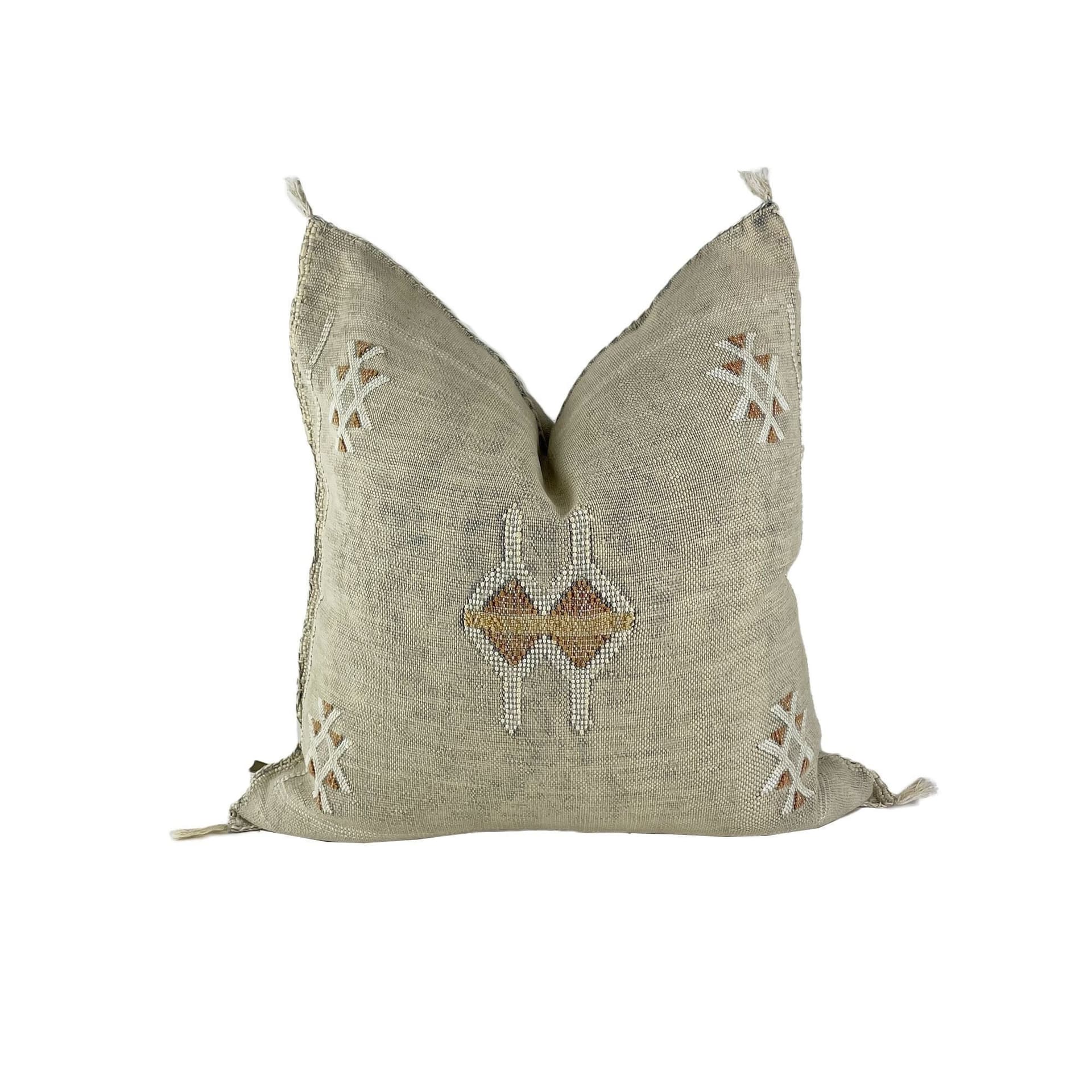 Beige Moroccan Cactus Silk Pillow ALL SIZES
