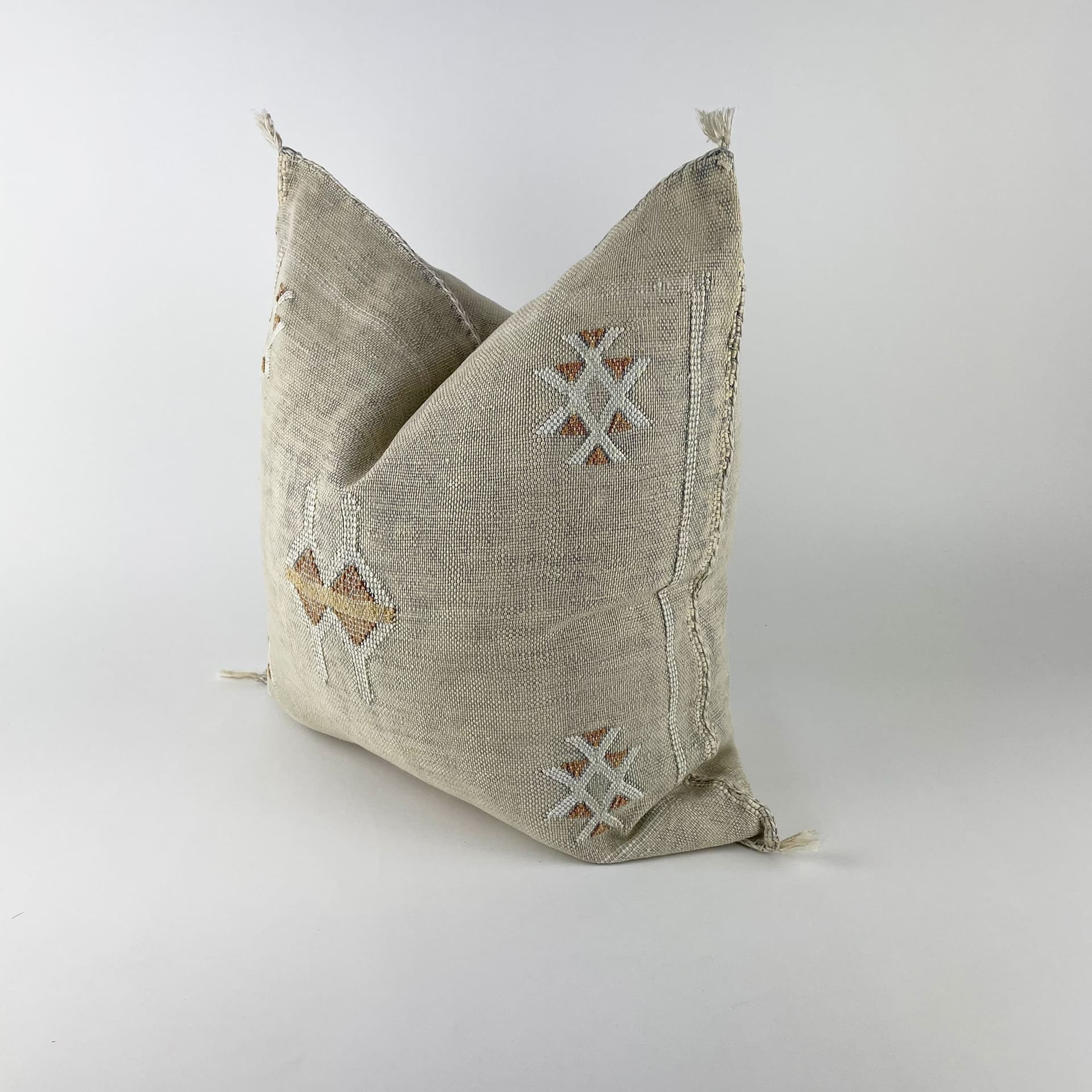 Beige Moroccan Cactus Silk Pillow ALL SIZES