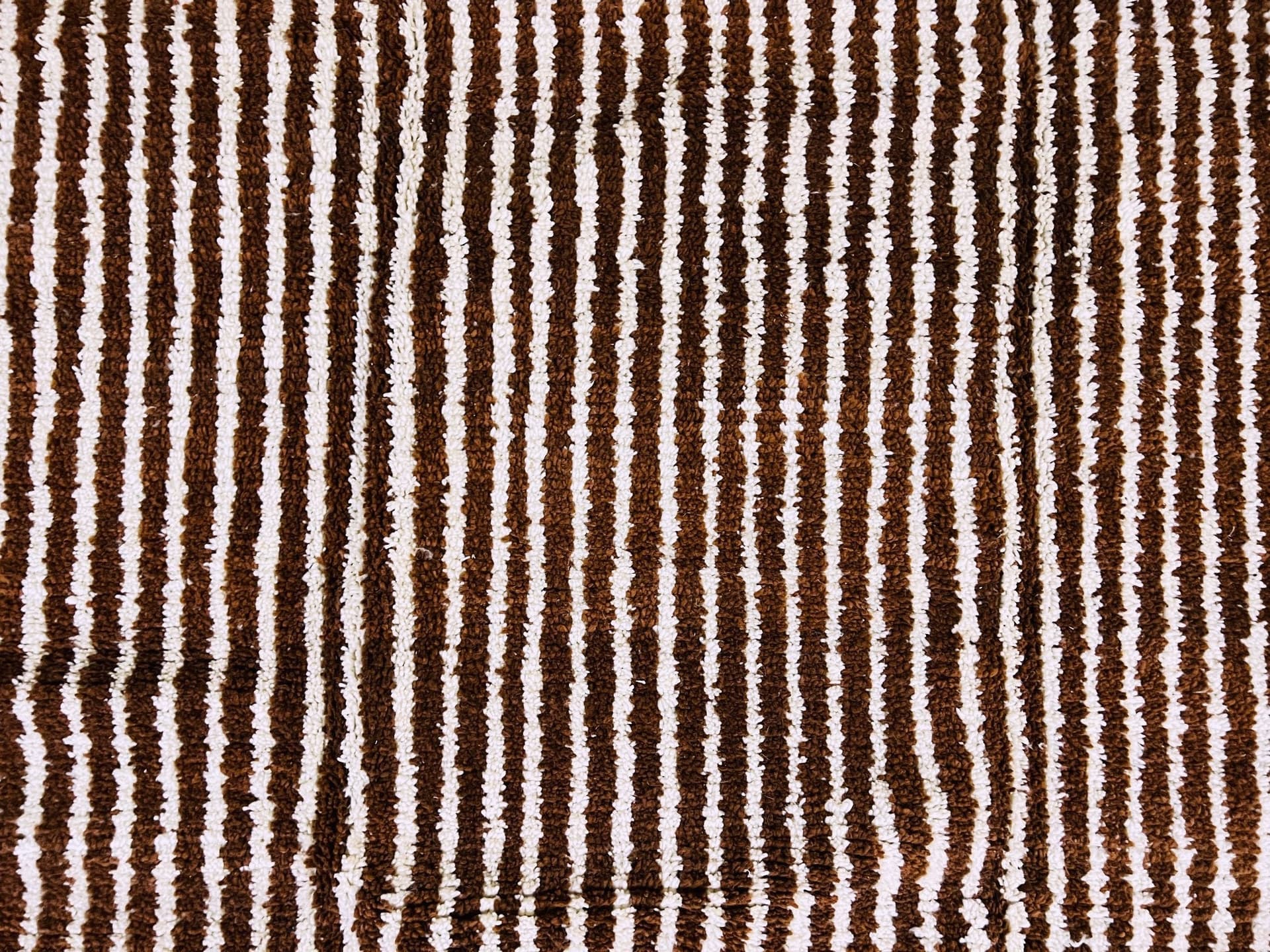 Brown Ivory Ribbed Beni Ourain Rug