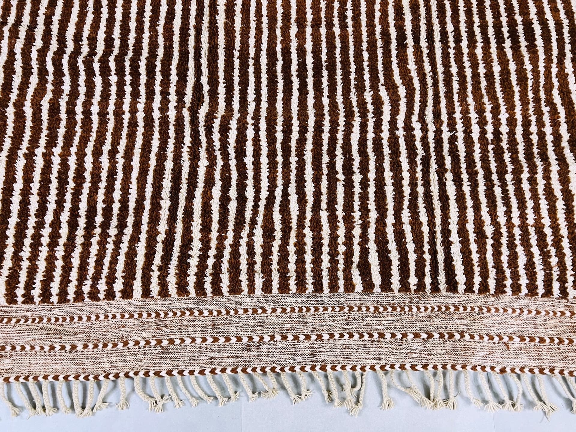 Brown Ivory Ribbed Beni Ourain Rug