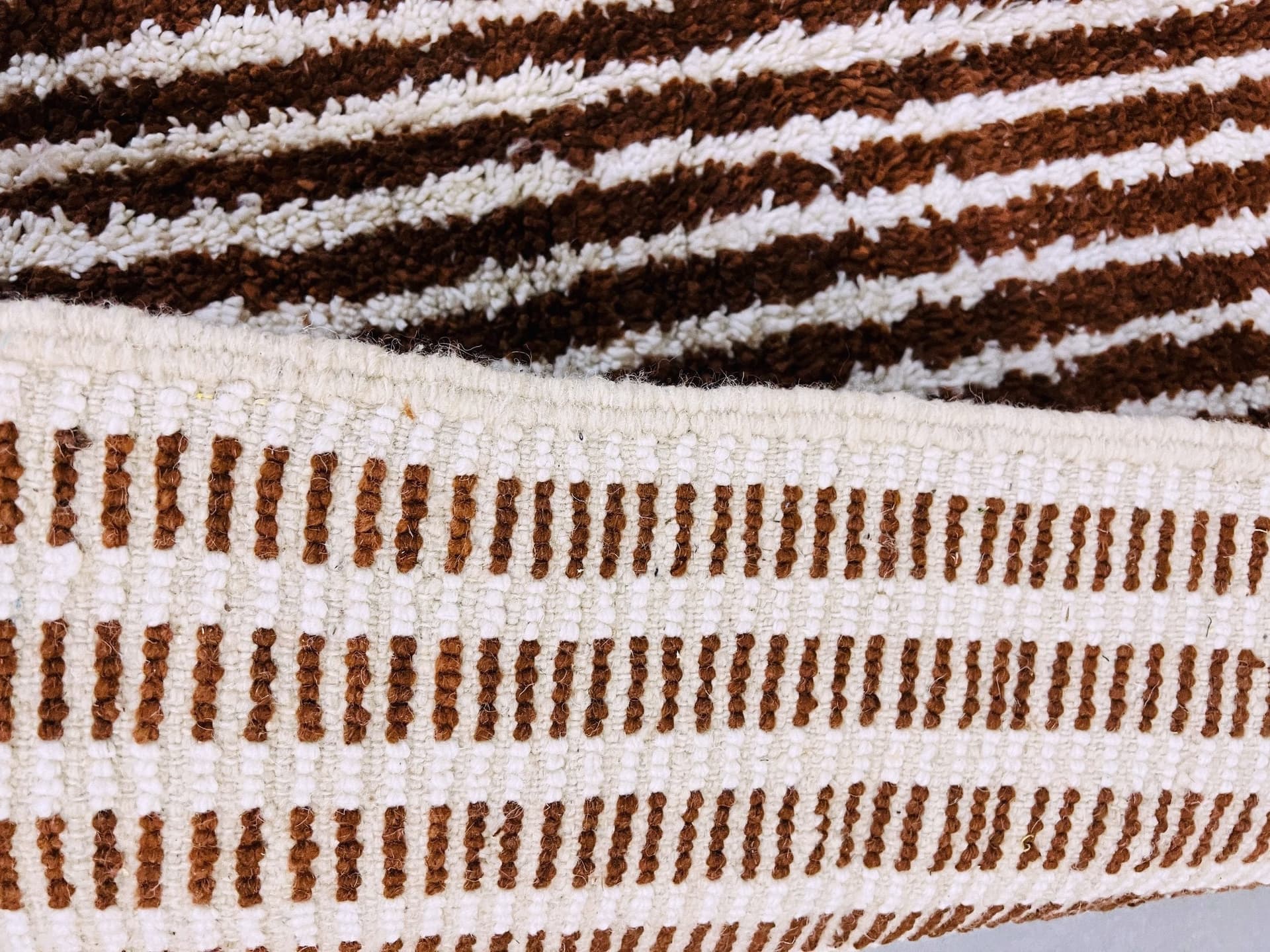 Brown Ivory Ribbed Beni Ourain Rug
