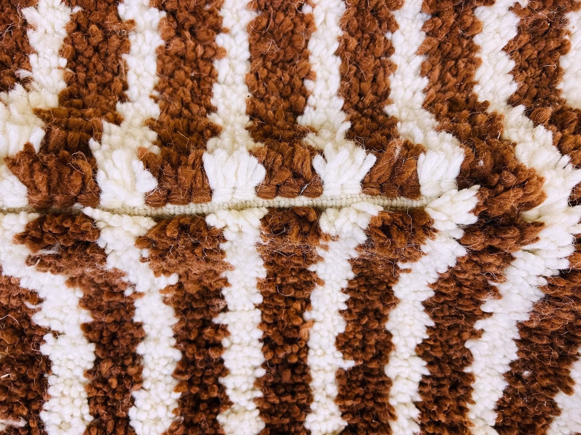 Brown Ivory Ribbed Beni Ourain Rug