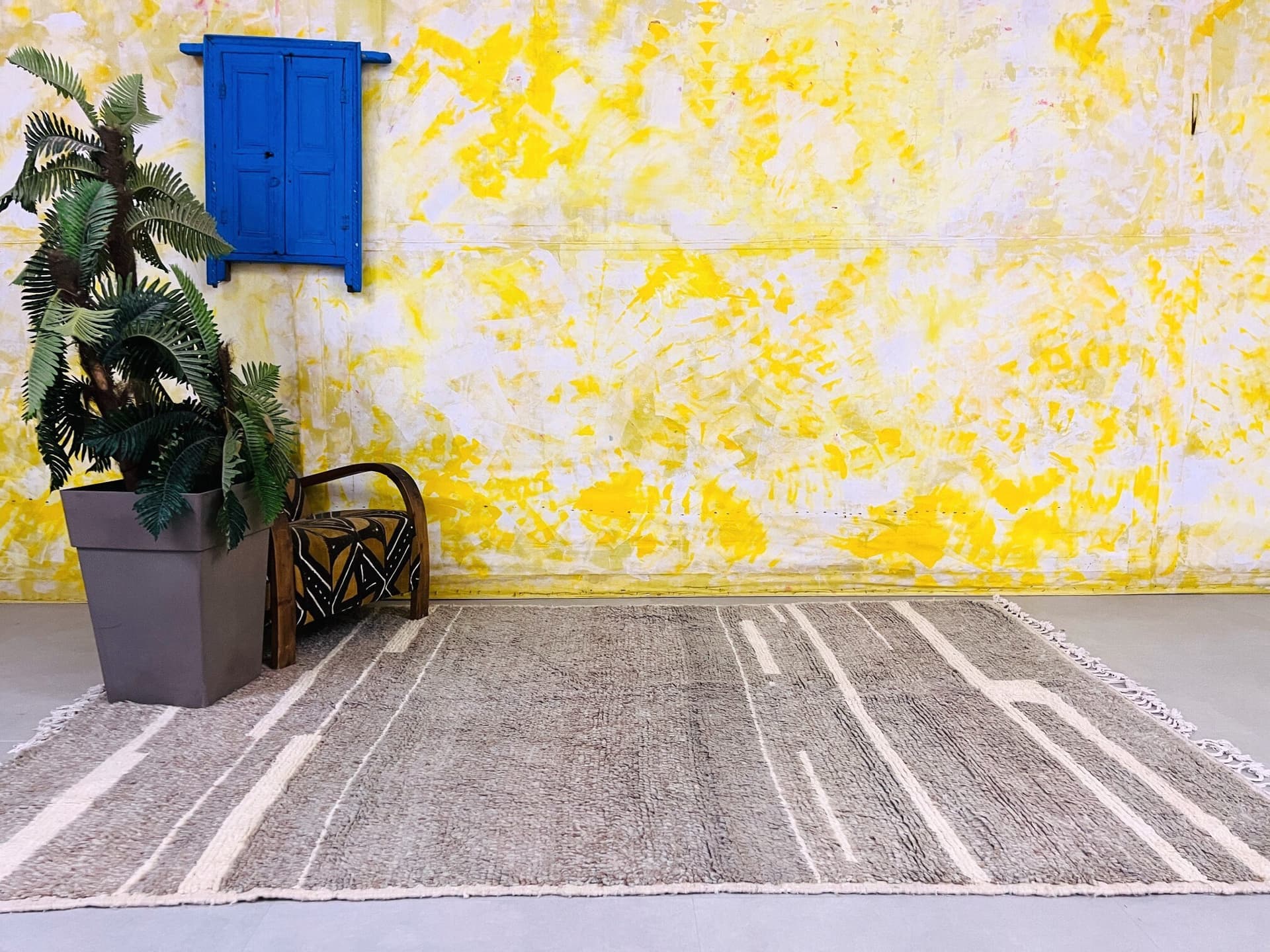 Ivory Horizontal Stripe Beni Ourain Rug