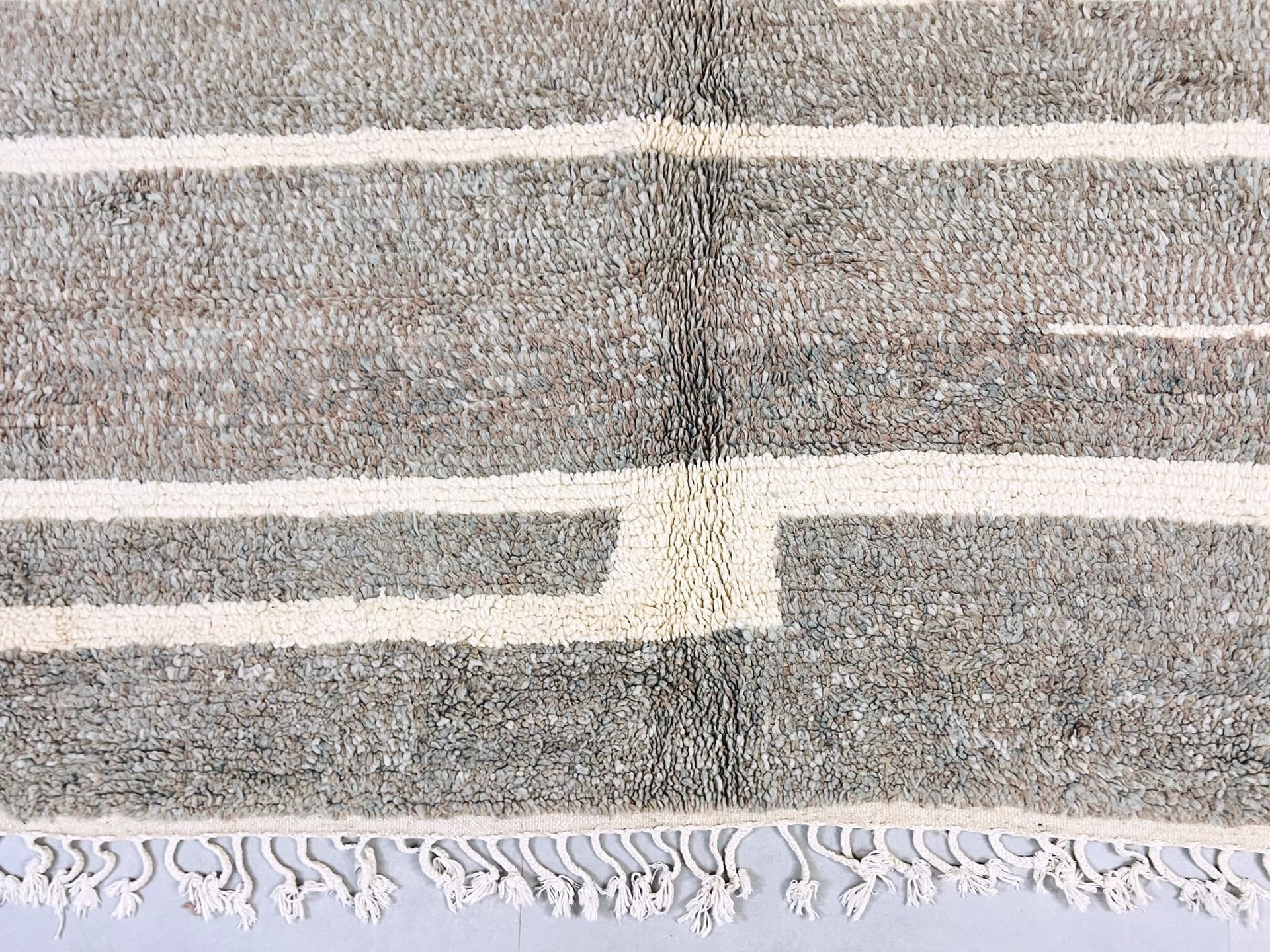 Ivory Horizontal Stripe Beni Ourain Rug
