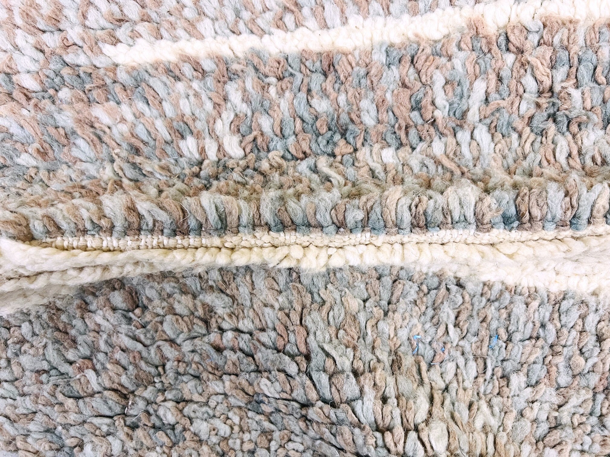Ivory Horizontal Stripe Beni Ourain Rug