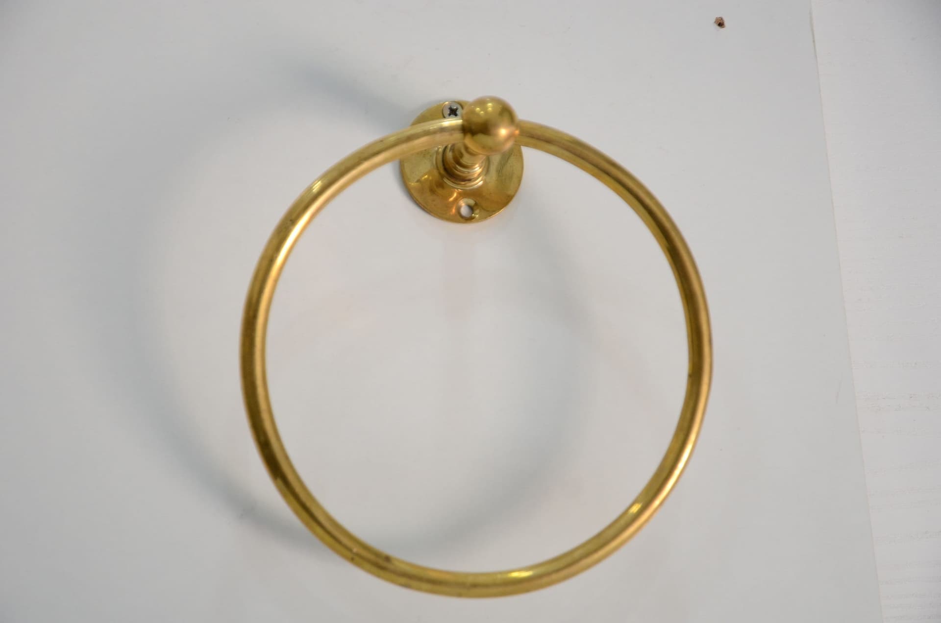 towel ring, unlacquered brass, towel rack, towel rod, towel rail, vintage towel holder, old towel holder, brass hardware, bathroom hardware,