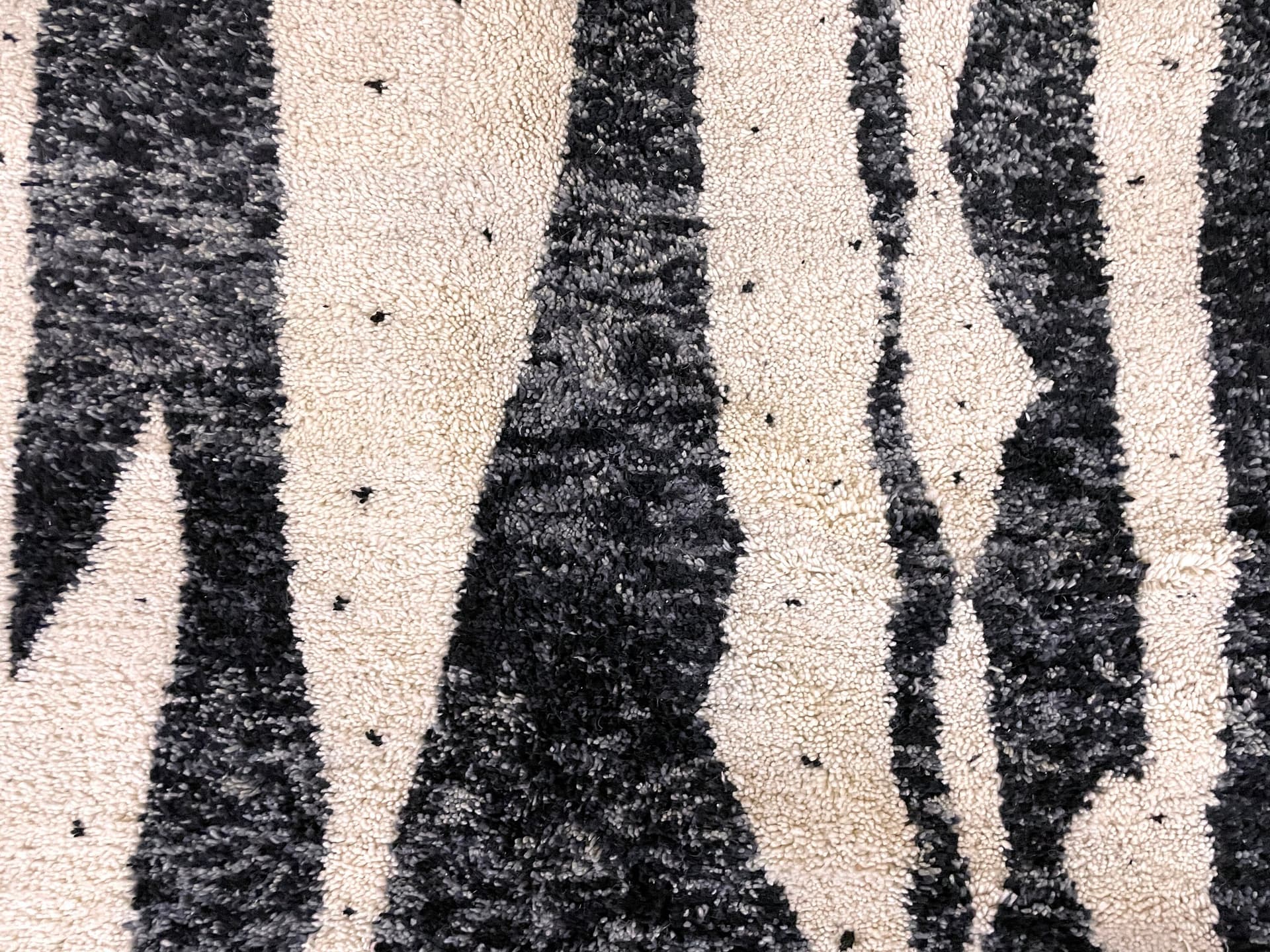 Black Organic Stripe Beni Ourain Rug