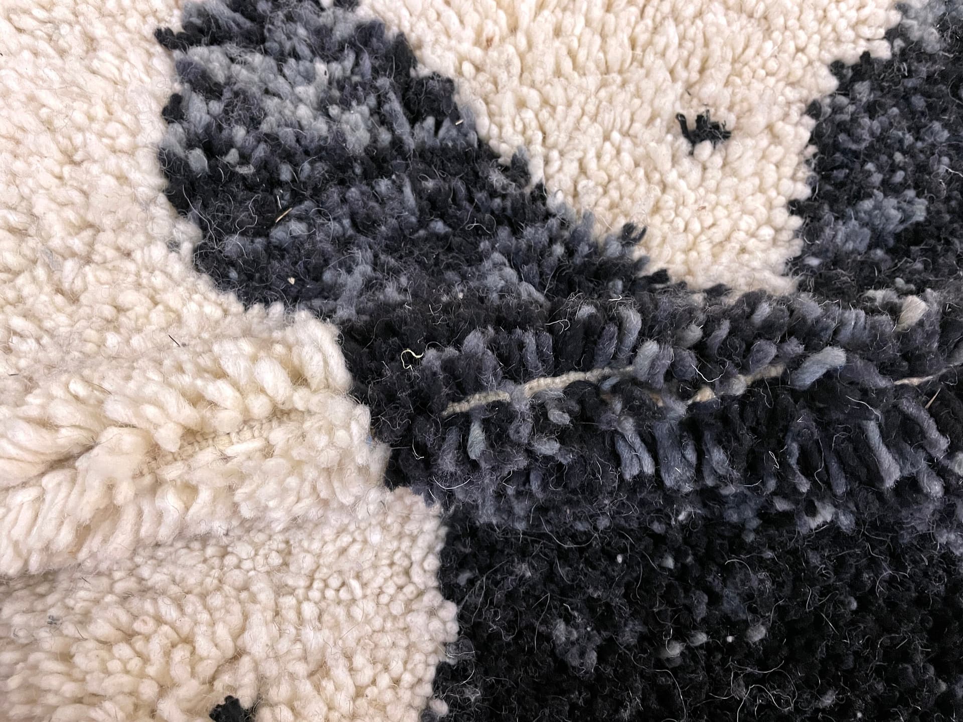 Black Organic Stripe Beni Ourain Rug