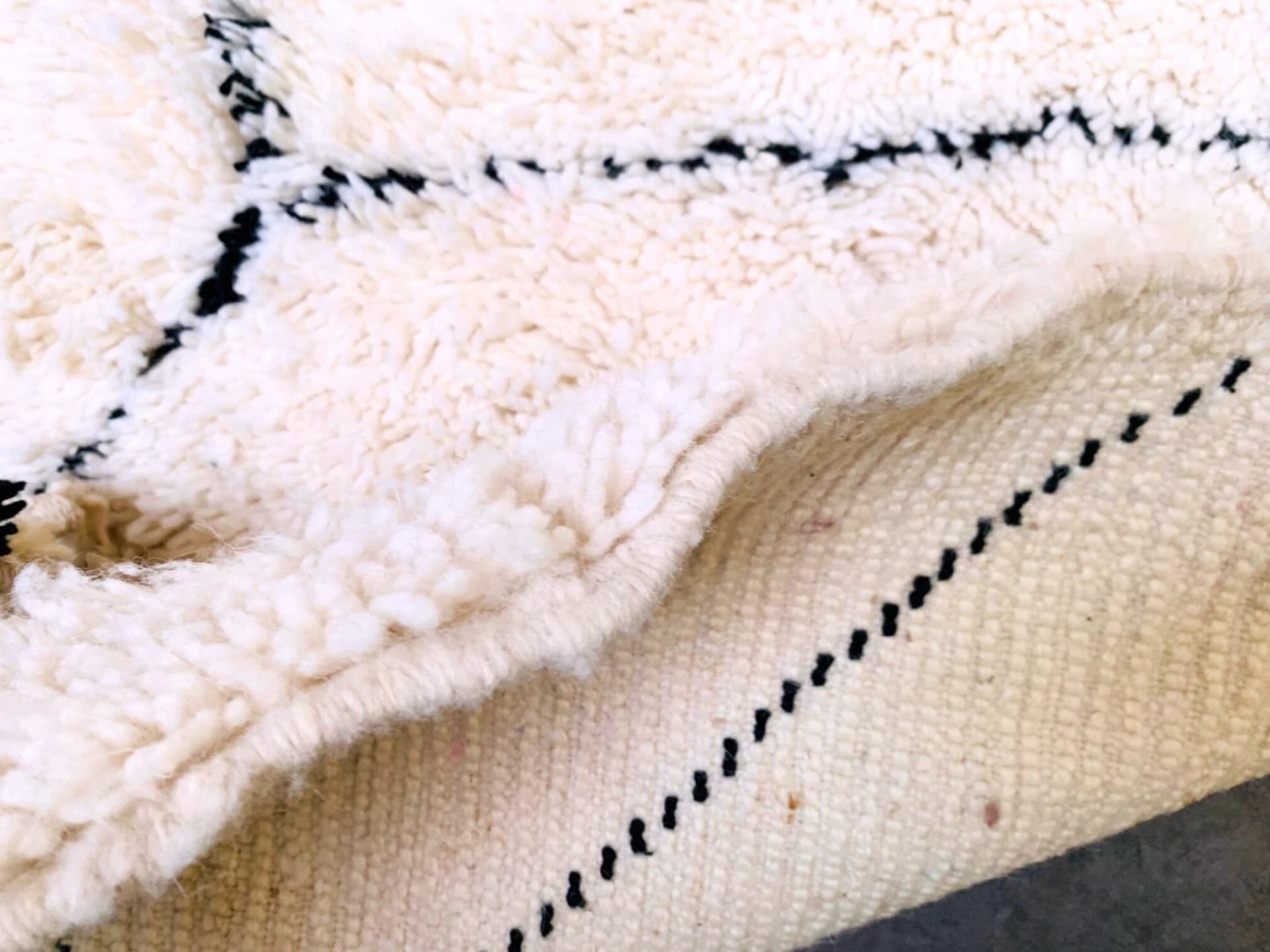 Ivory Offset Diamond Beni Ourain Rug