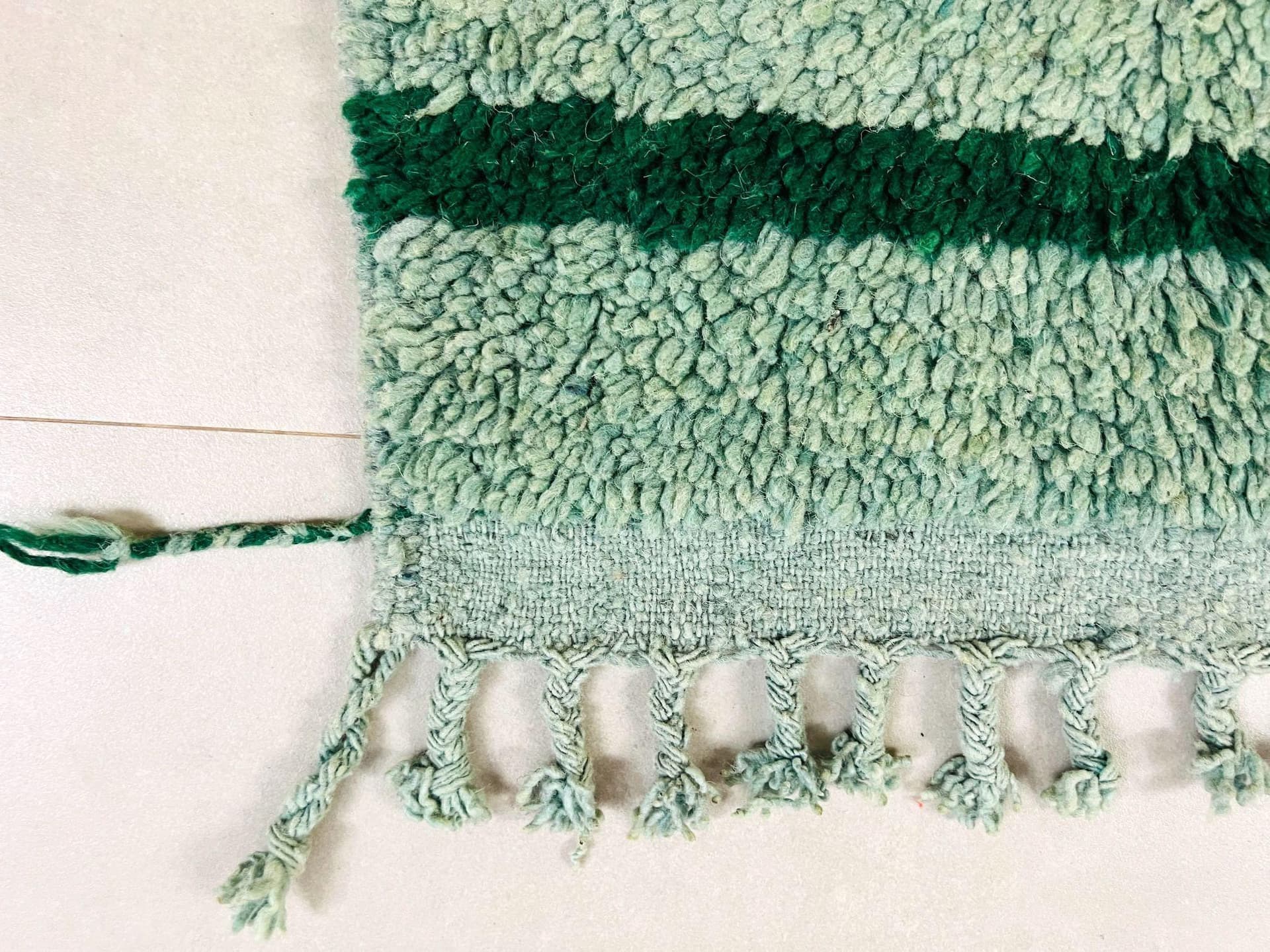Emerald Green Striped Boujaad Rug