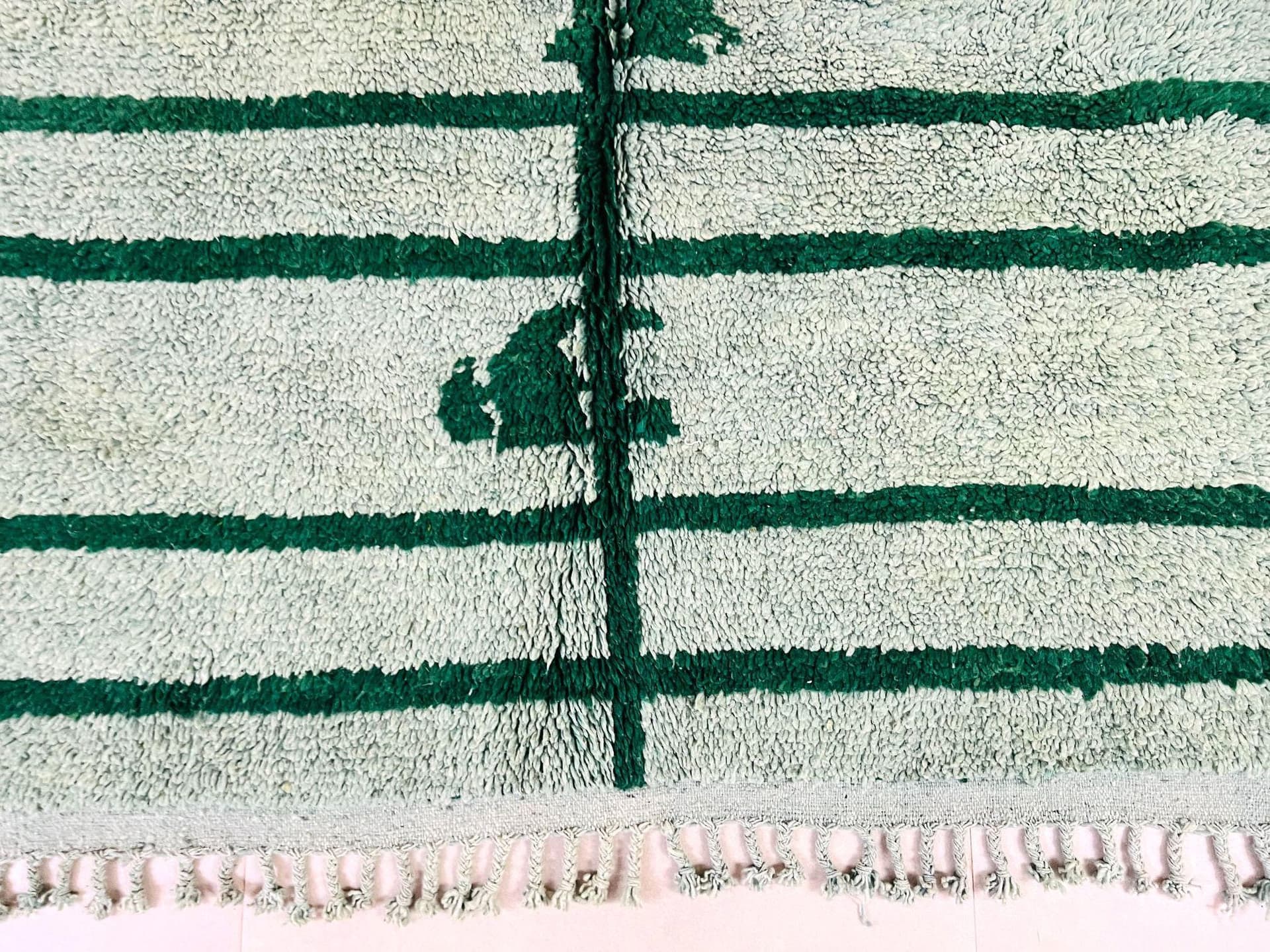 Emerald Green Striped Boujaad Rug
