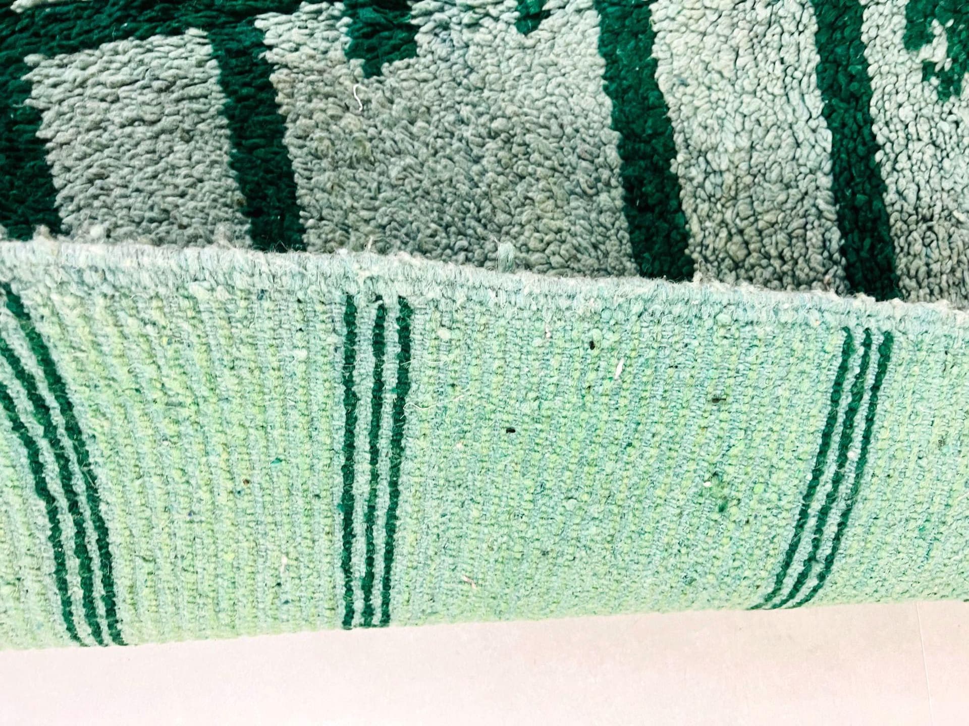 Emerald Green Striped Boujaad Rug