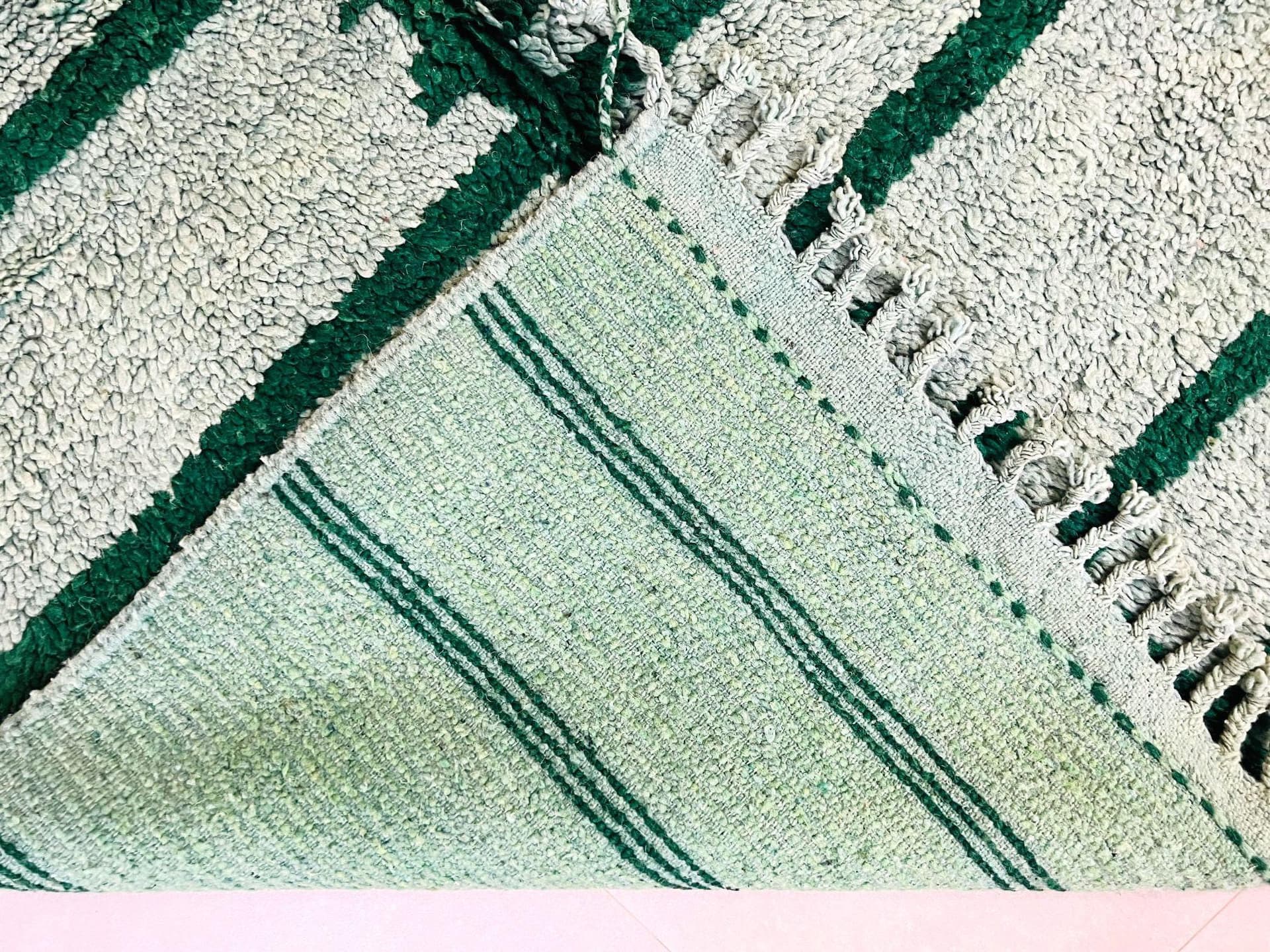 Emerald Green Striped Boujaad Rug