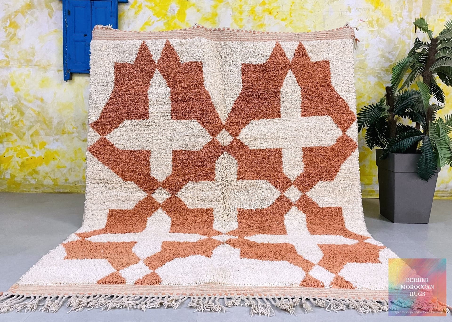Terracotta Geometric Beni Ourain Rug