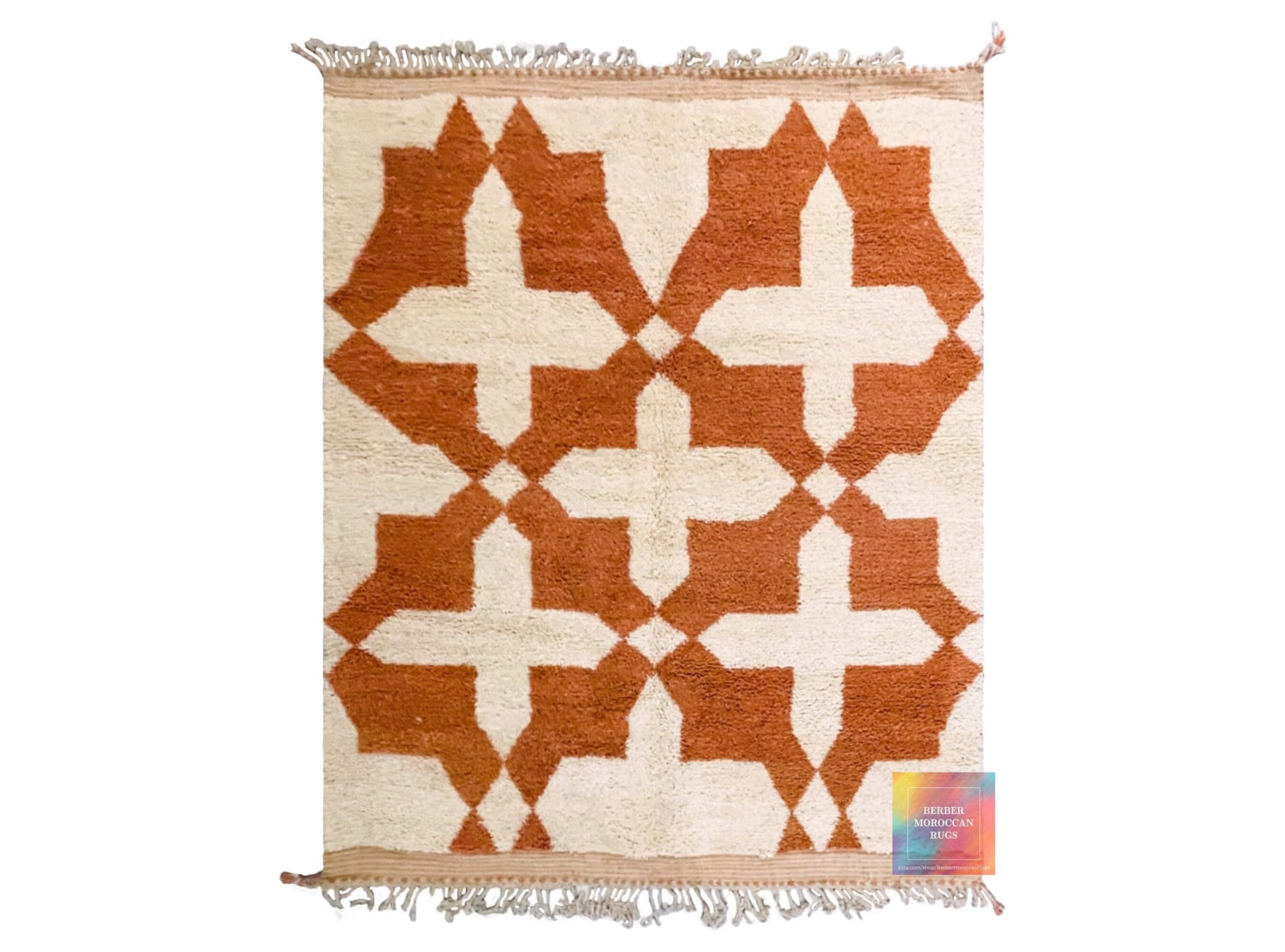 Terracotta Geometric Beni Ourain Rug