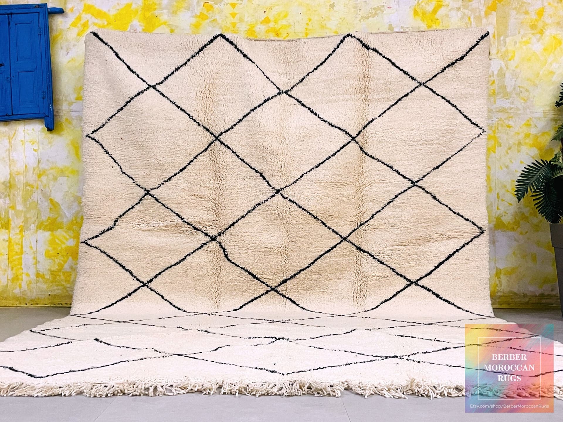 Ivory Interlock Beni Ourain Rug