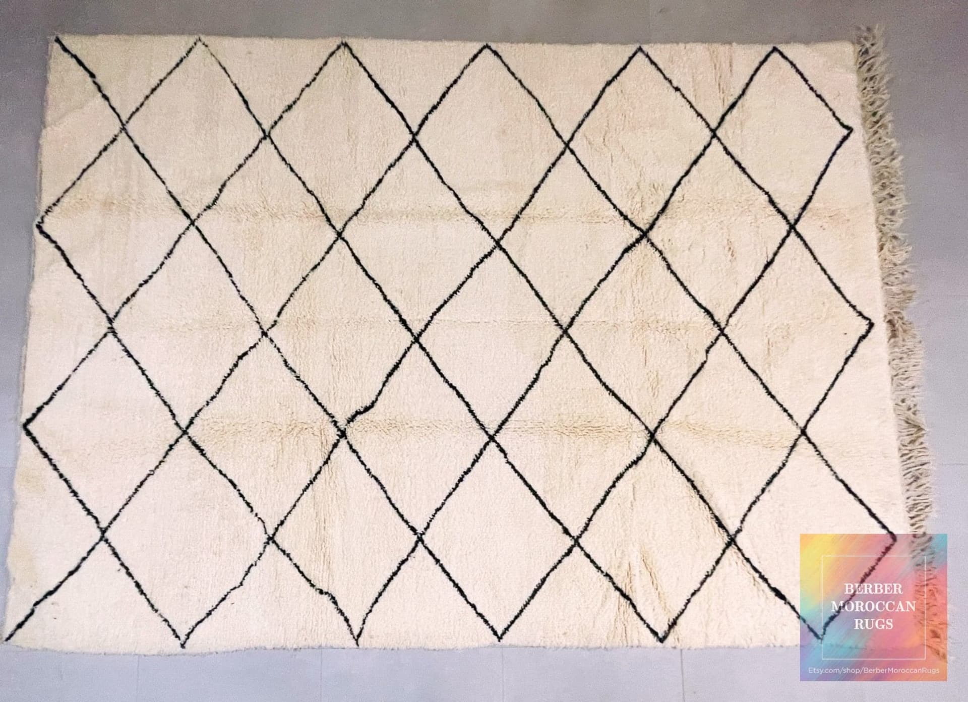 Ivory Interlock Beni Ourain Rug