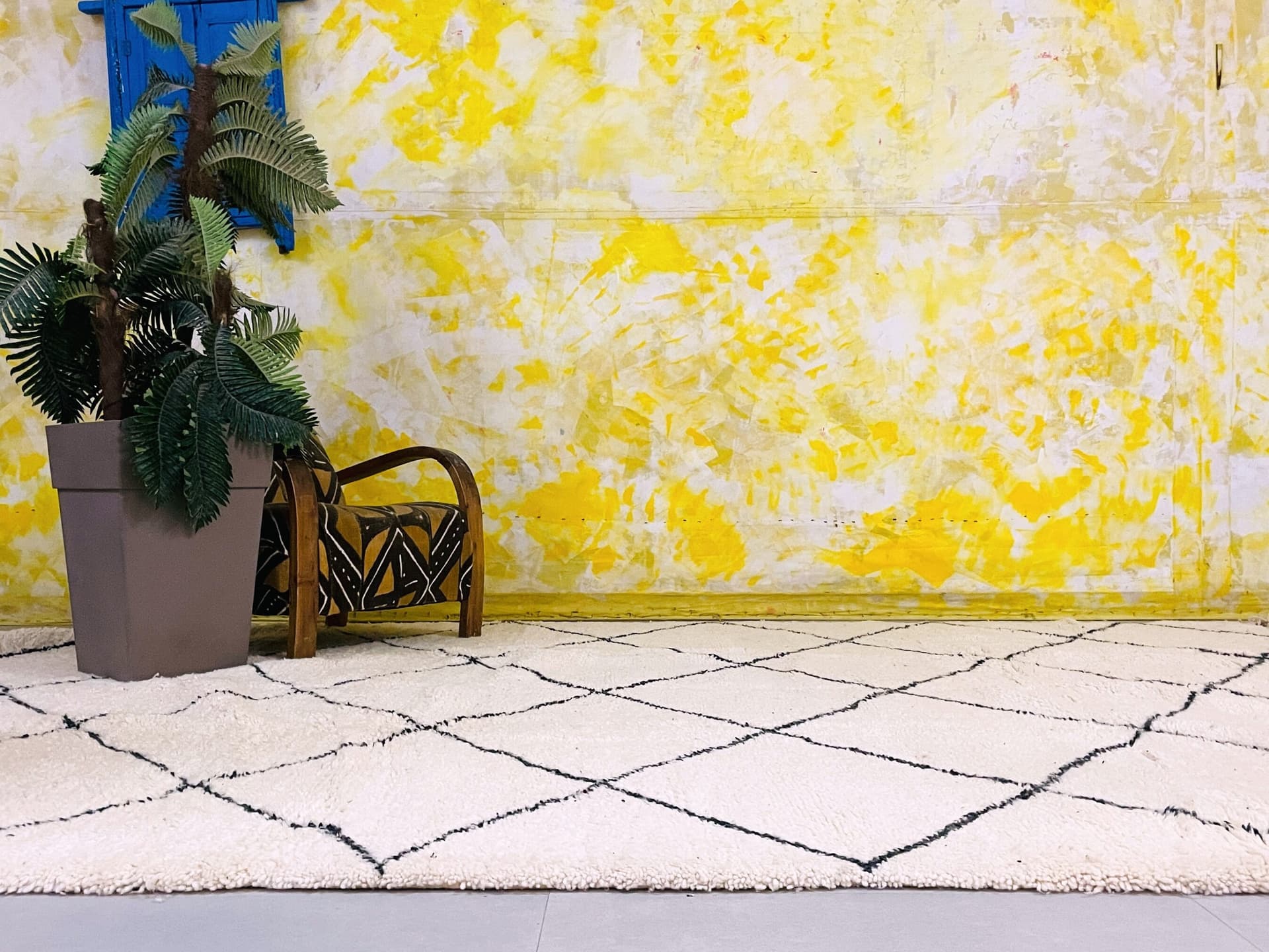 Ivory Interlock Beni Ourain Rug