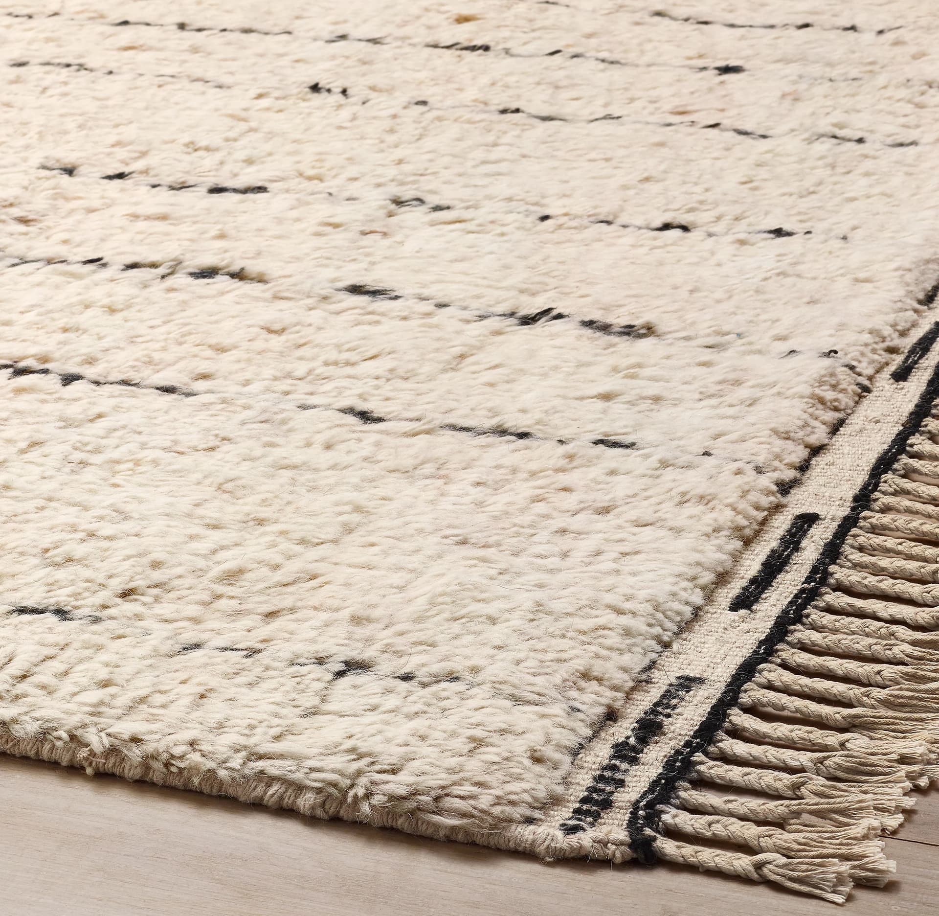 Ivory Linear Beni Ourain Rug