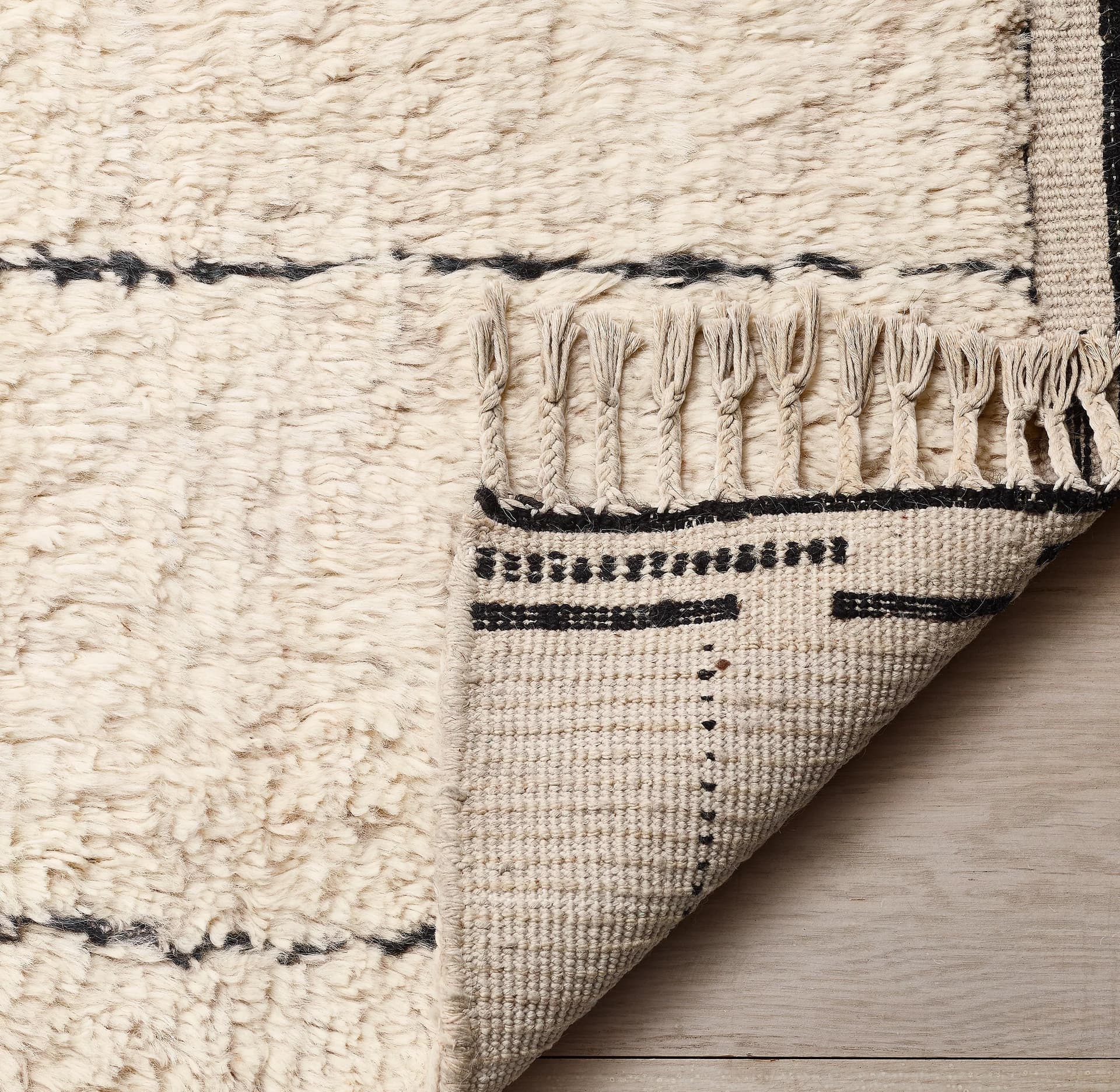 Ivory Linear Beni Ourain Rug