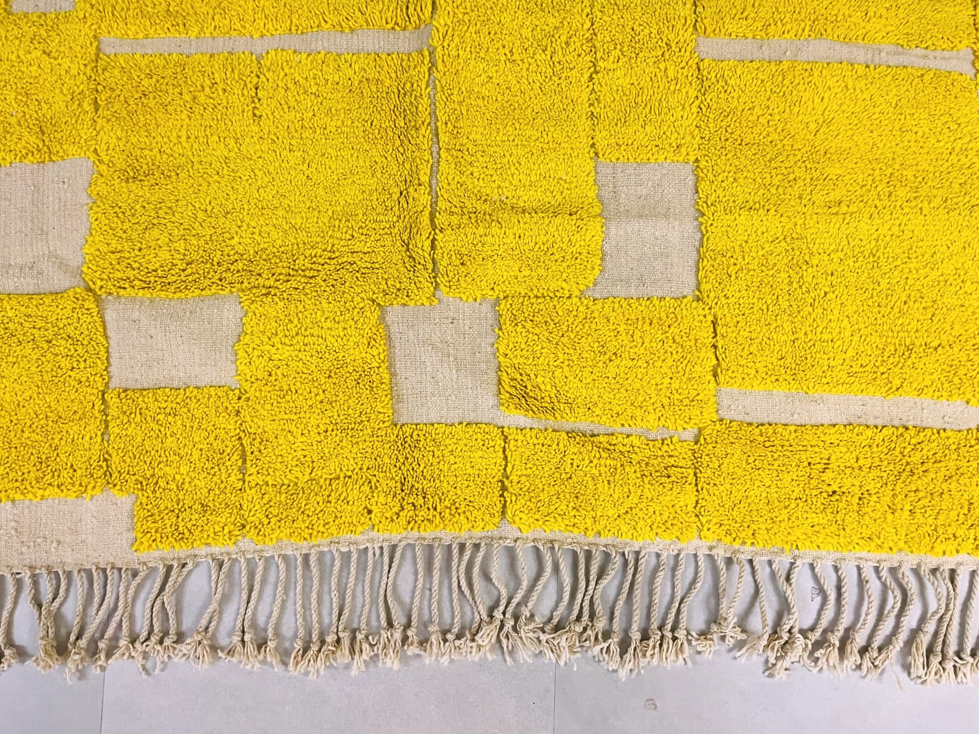 Yellow Blockwork Beni Ourain Rug