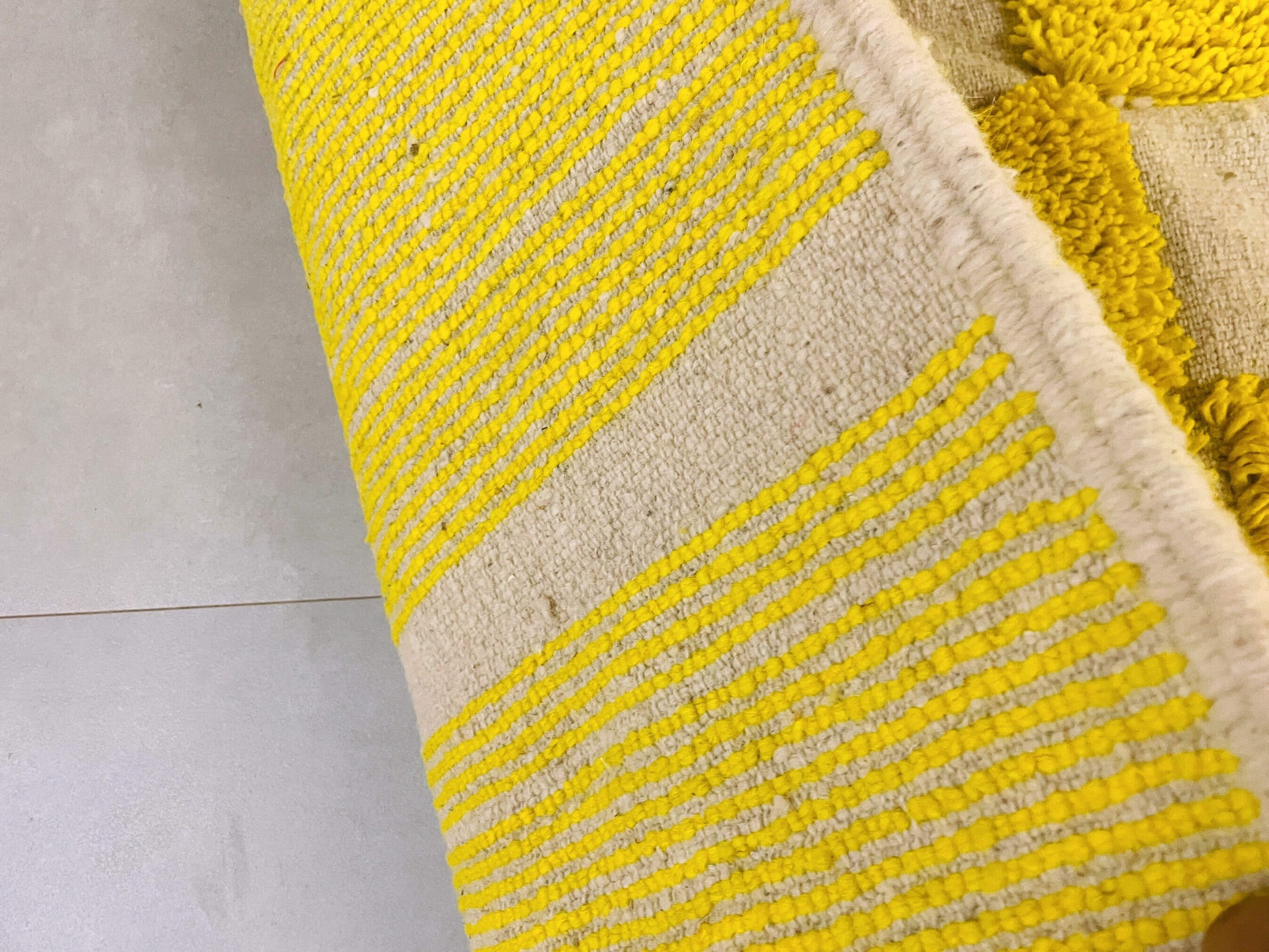 Yellow Blockwork Beni Ourain Rug