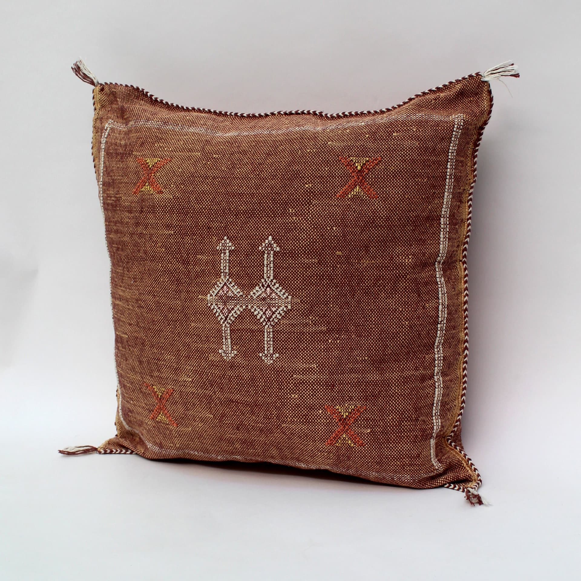 Bronze Pillows silk All sizes ,Pillow Cactus Silk, Brown Lumbar Cushion Handmade Silk Decorative Pillow, Moroccan Sabra Decorative Cushion