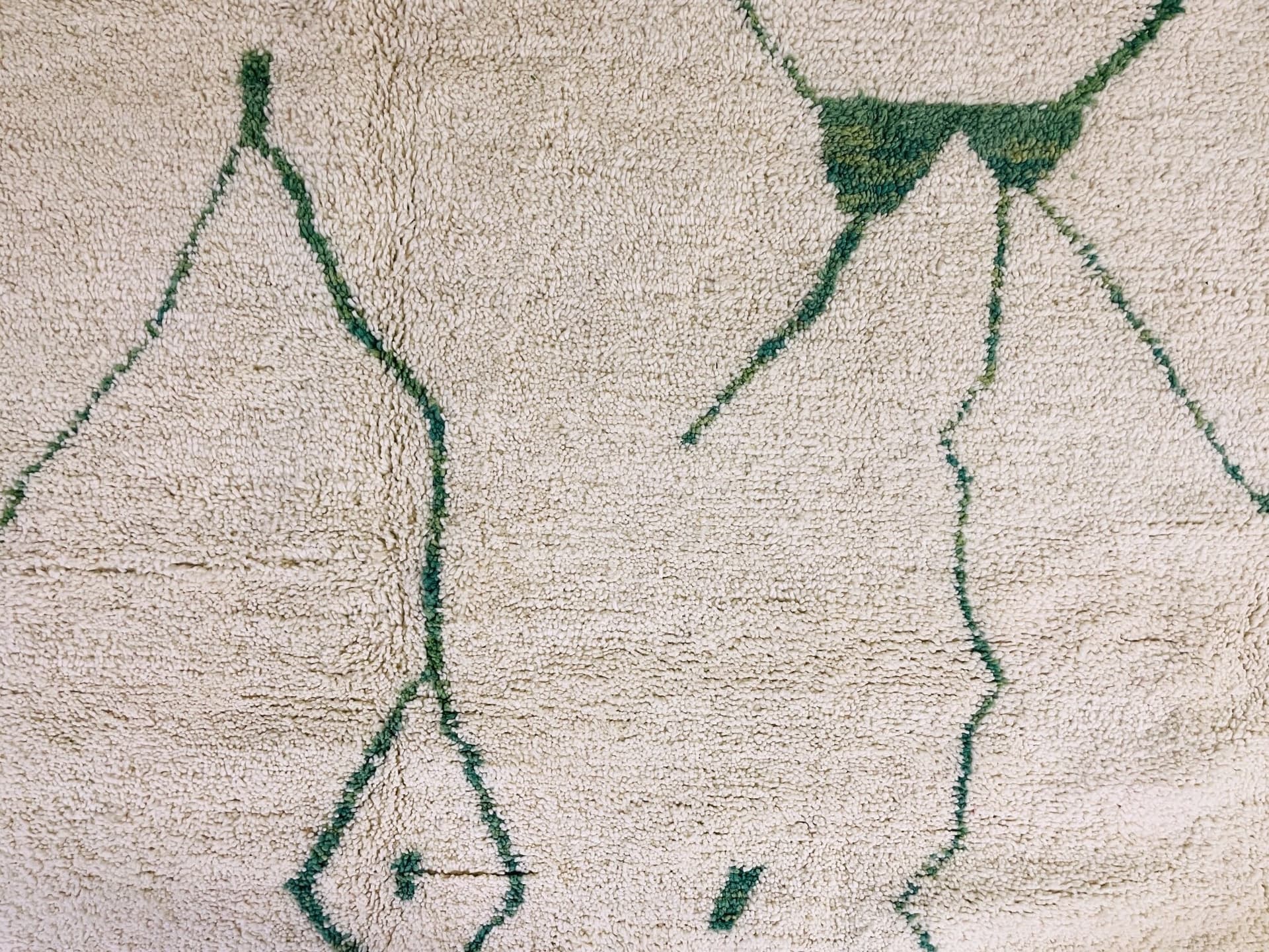 Ivory Green Line Beni Ourain Rug