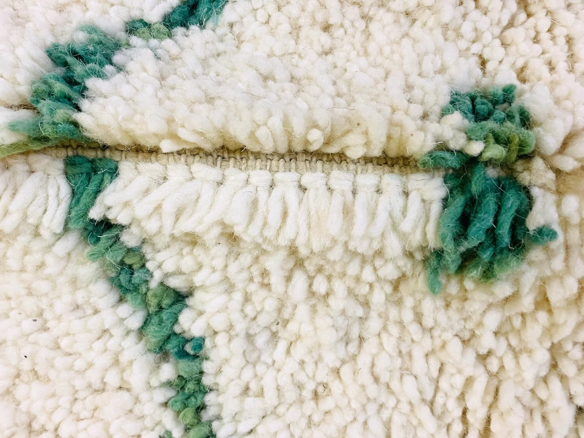 Ivory Green Line Beni Ourain Rug