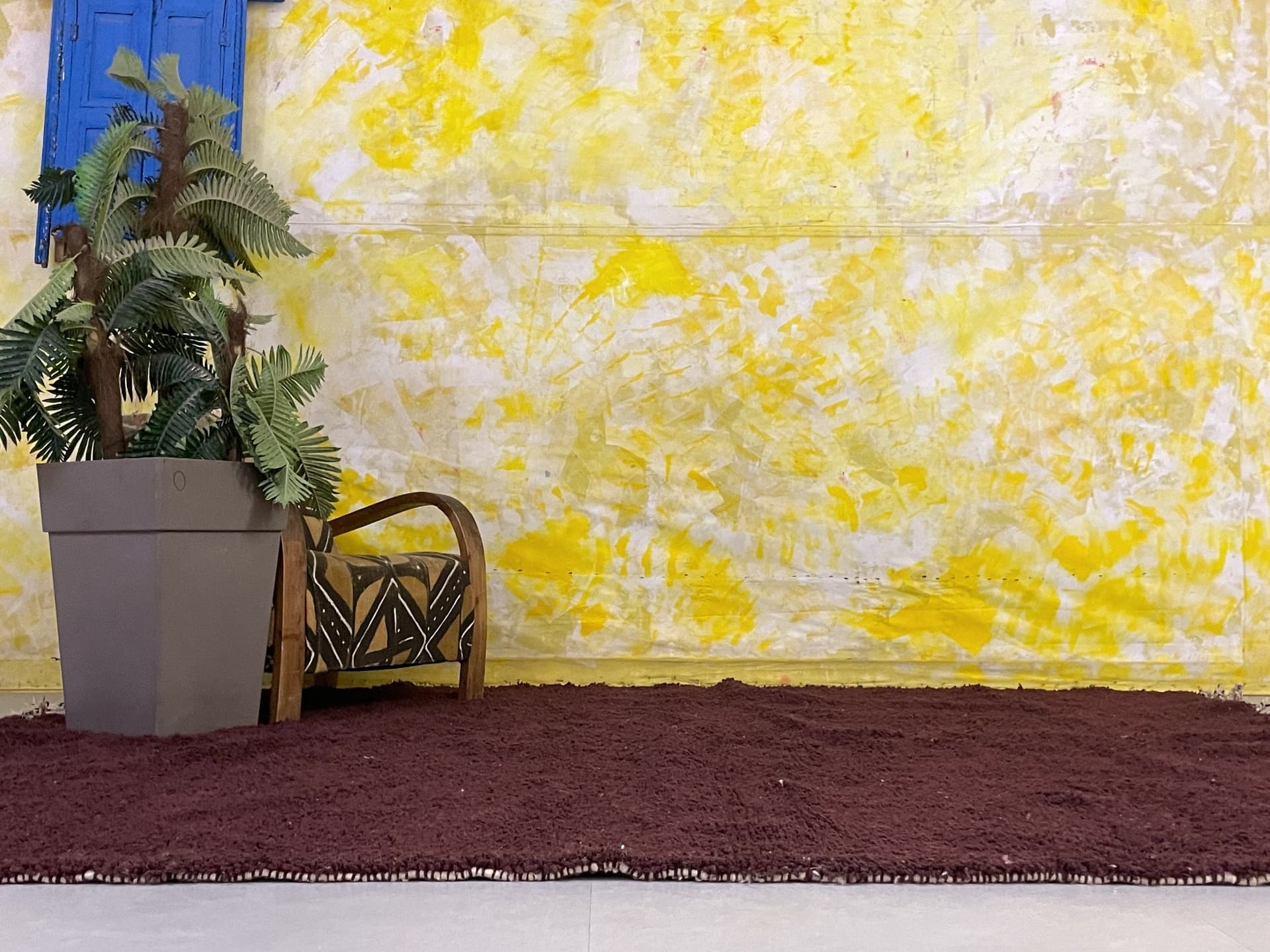 Burgundy Solid Shag Beni Ourain Rug