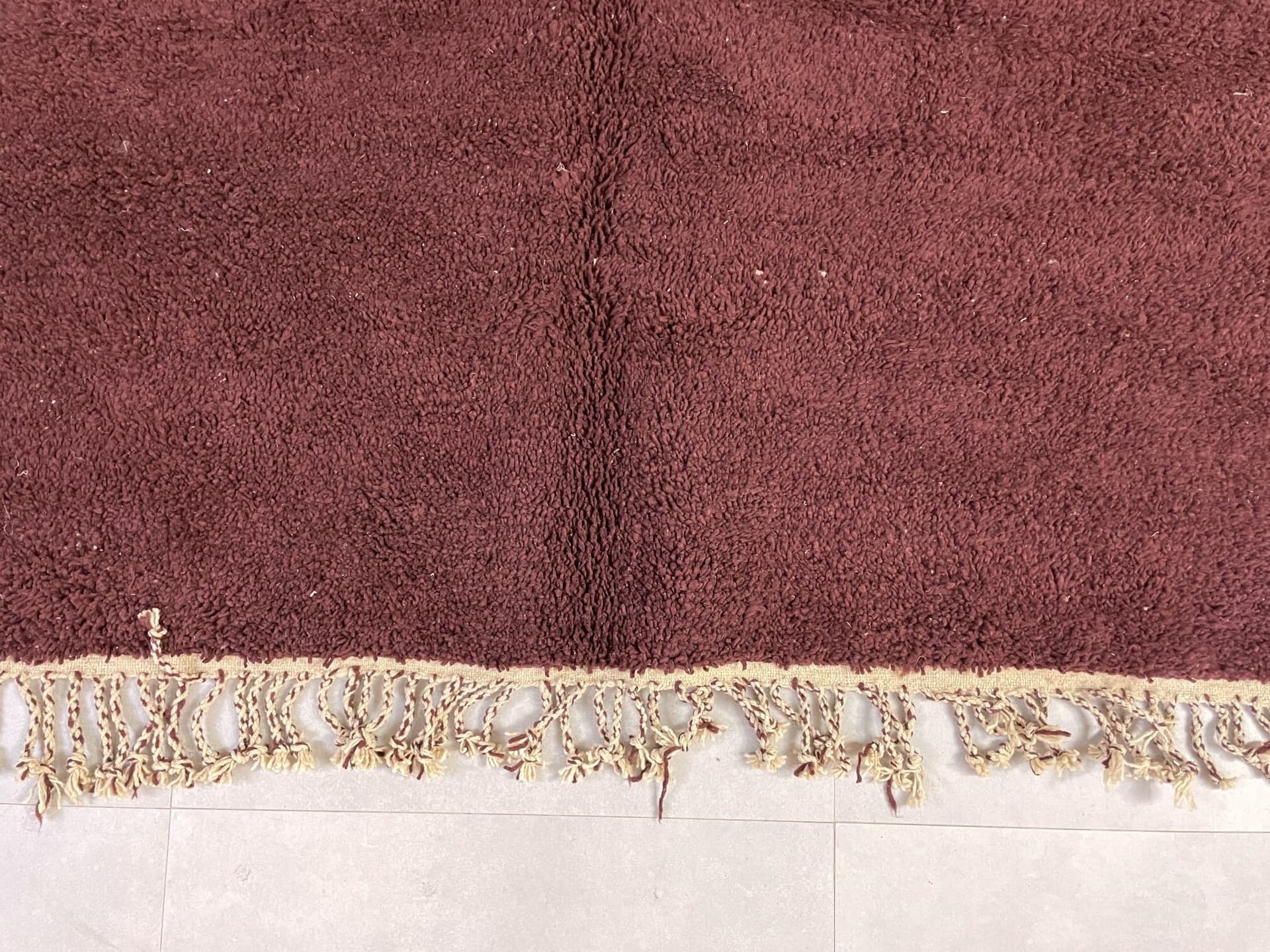 Burgundy Solid Shag Beni Ourain Rug