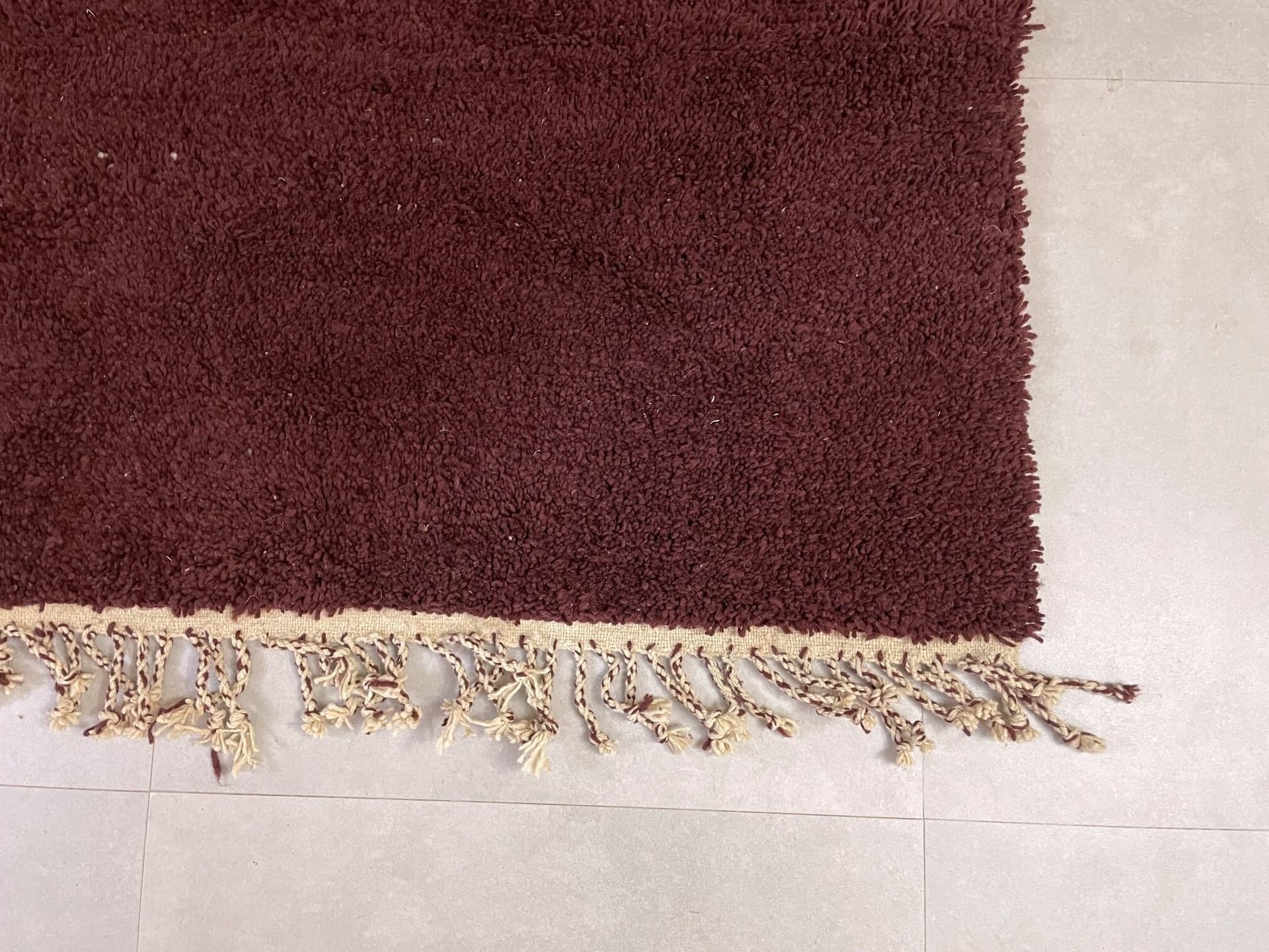 Burgundy Solid Shag Beni Ourain Rug