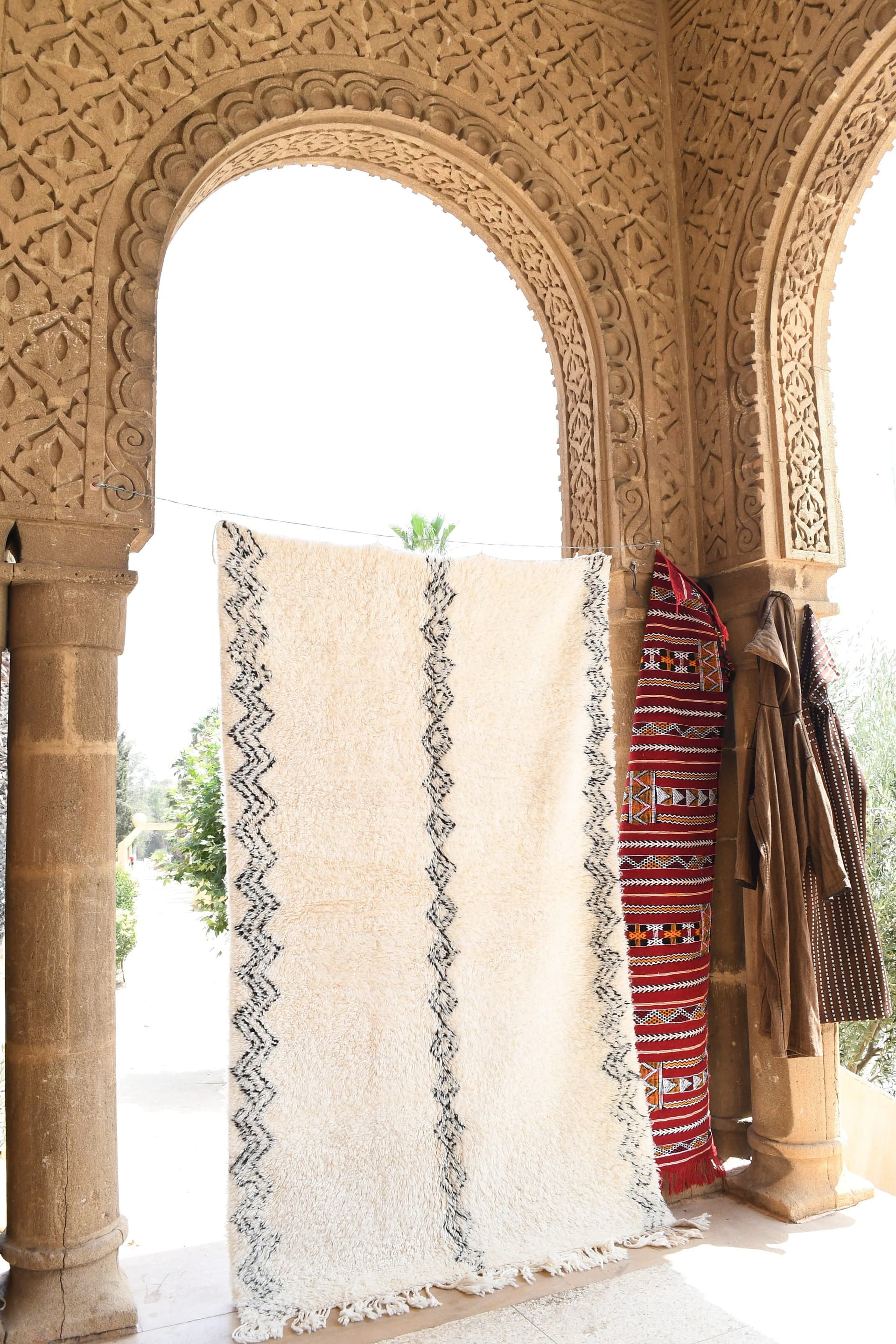 Ivory Diamond Border Beni Ourain Rug