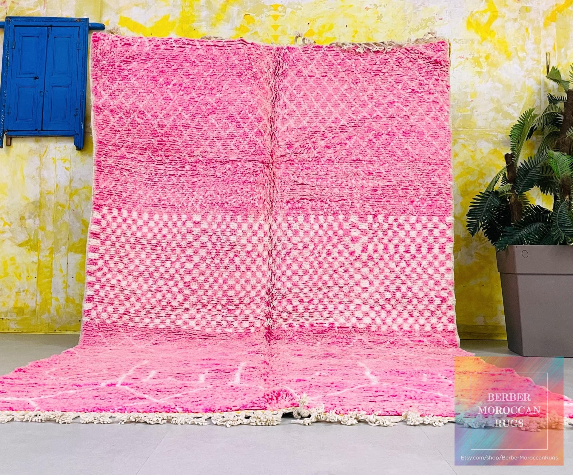 Pink Shag Beni Ourain Rug