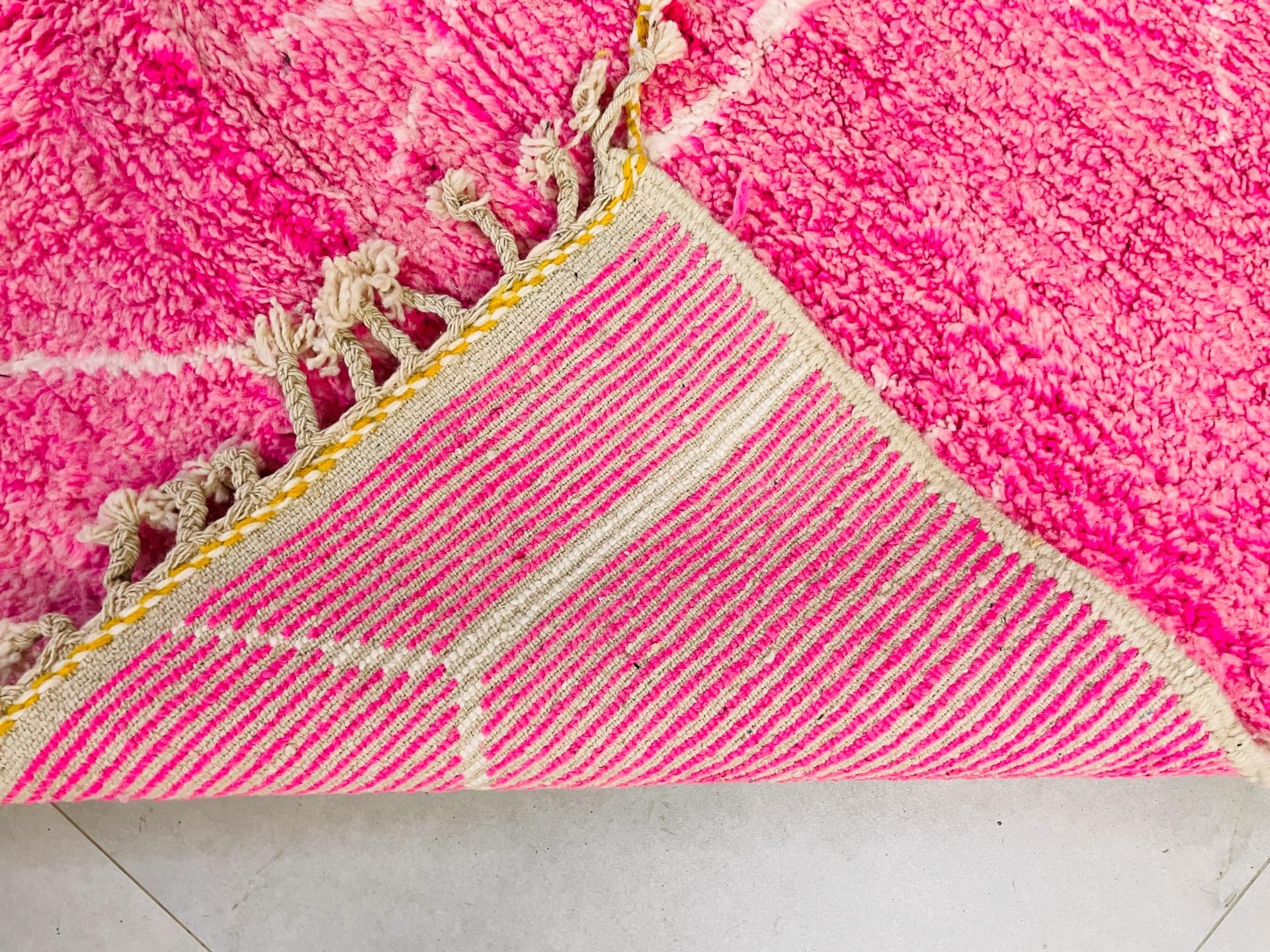 Pink Shag Beni Ourain Rug