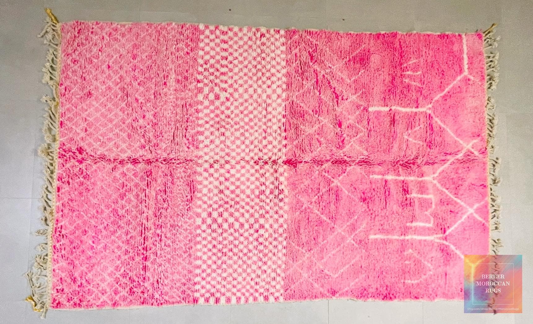 Pink Shag Beni Ourain Rug