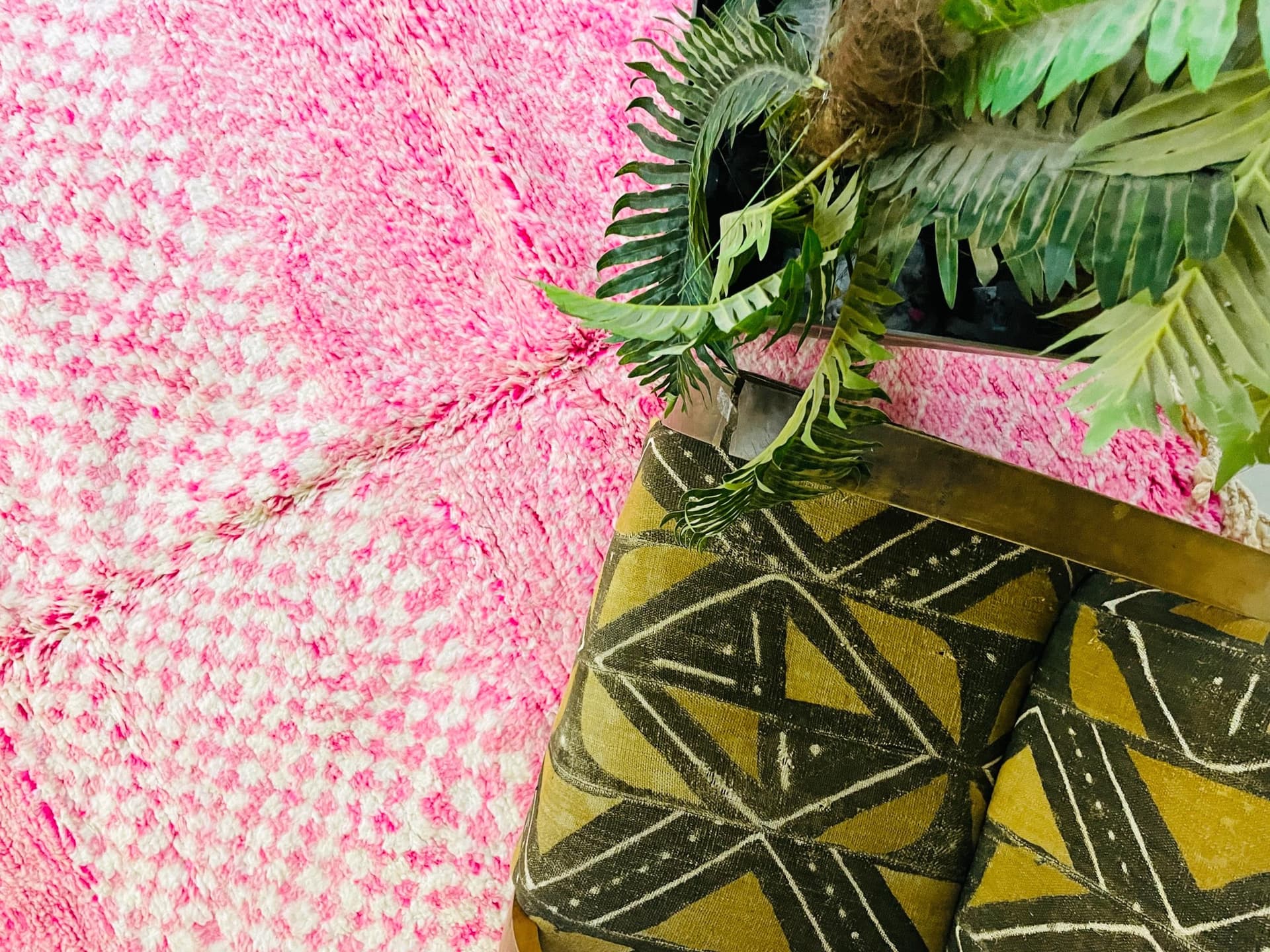 Pink Shag Beni Ourain Rug
