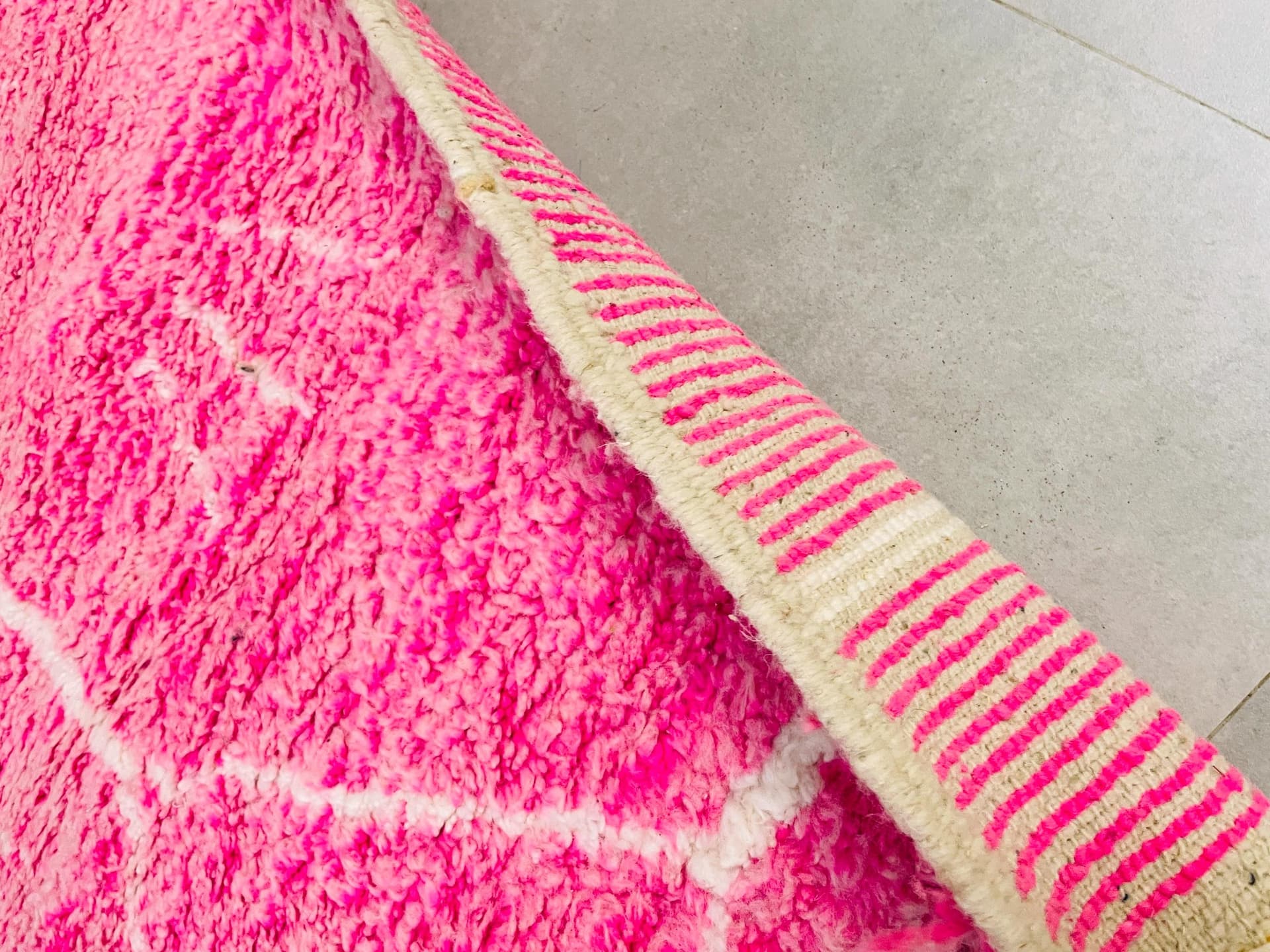 Pink Shag Beni Ourain Rug