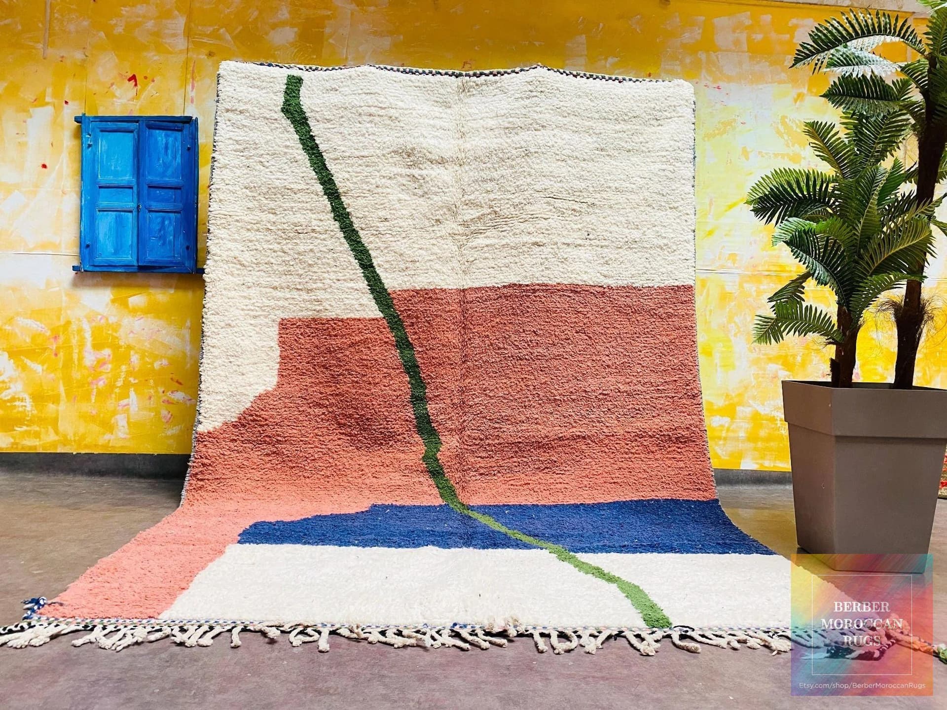 Coral Diagonal Beni Ourain Rug