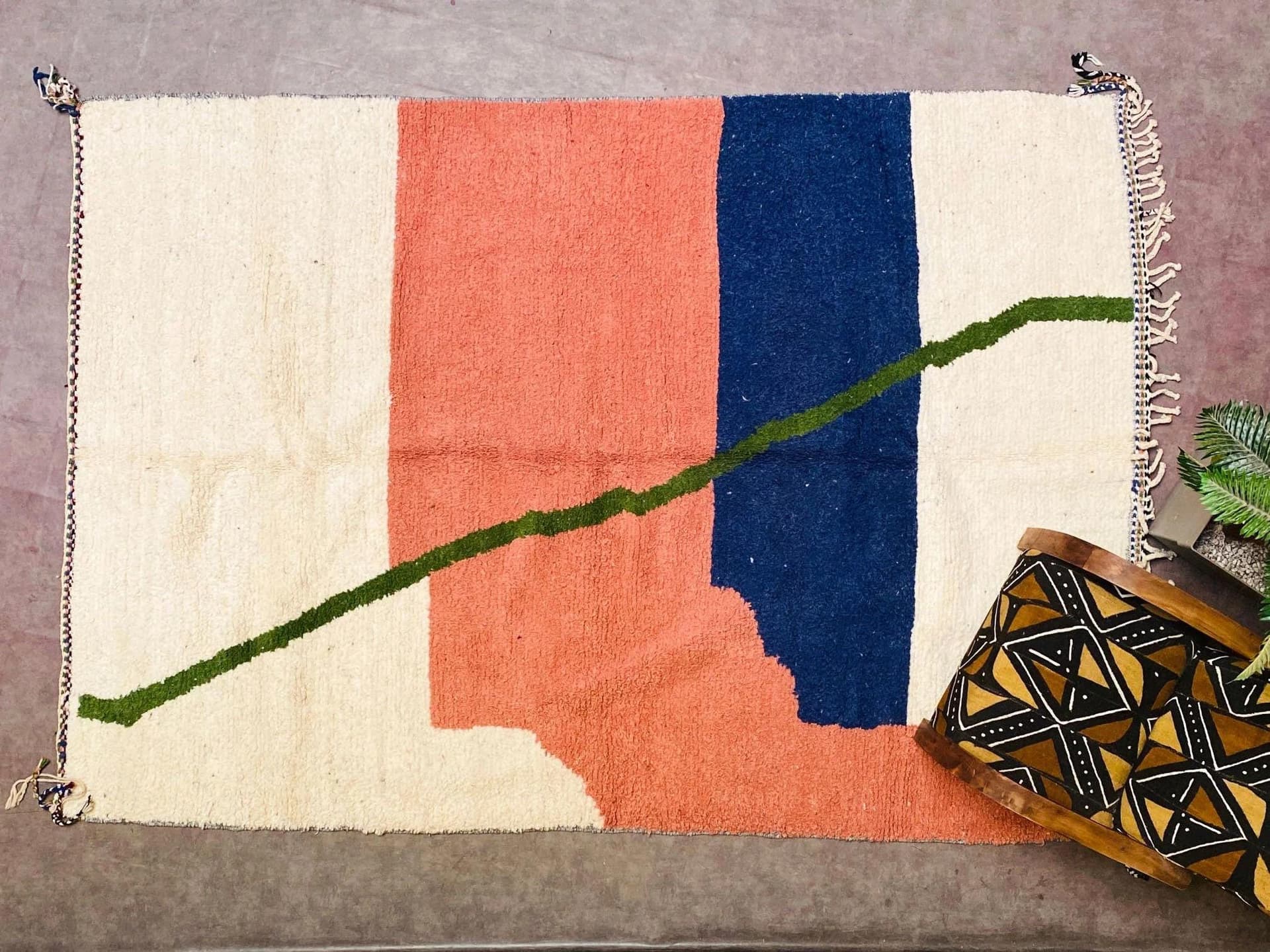Coral Diagonal Beni Ourain Rug