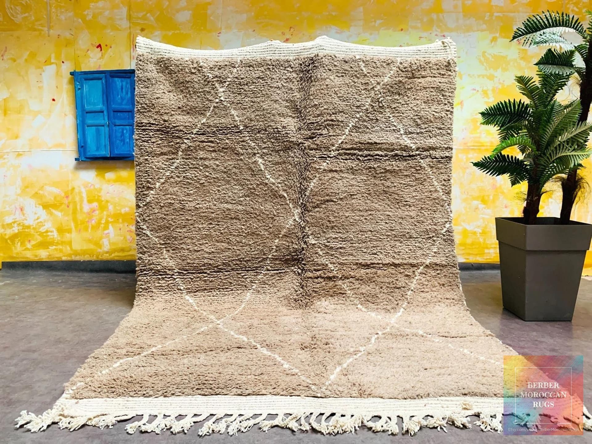 Neutral Faint Diamond Beni Ourain Rug