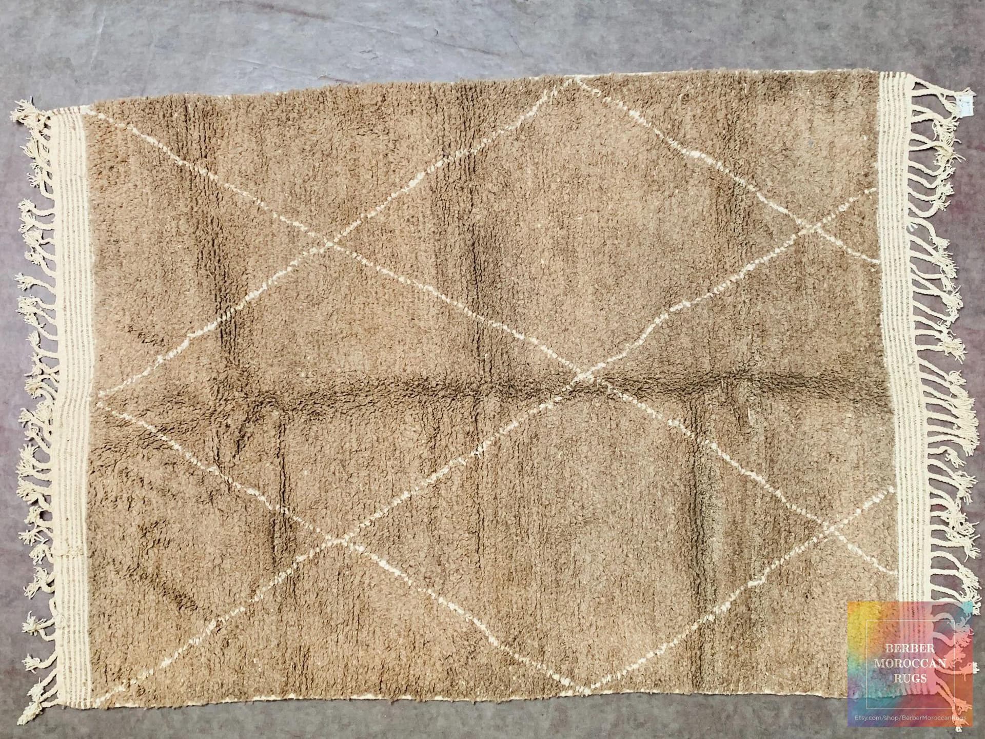 Neutral Faint Diamond Beni Ourain Rug