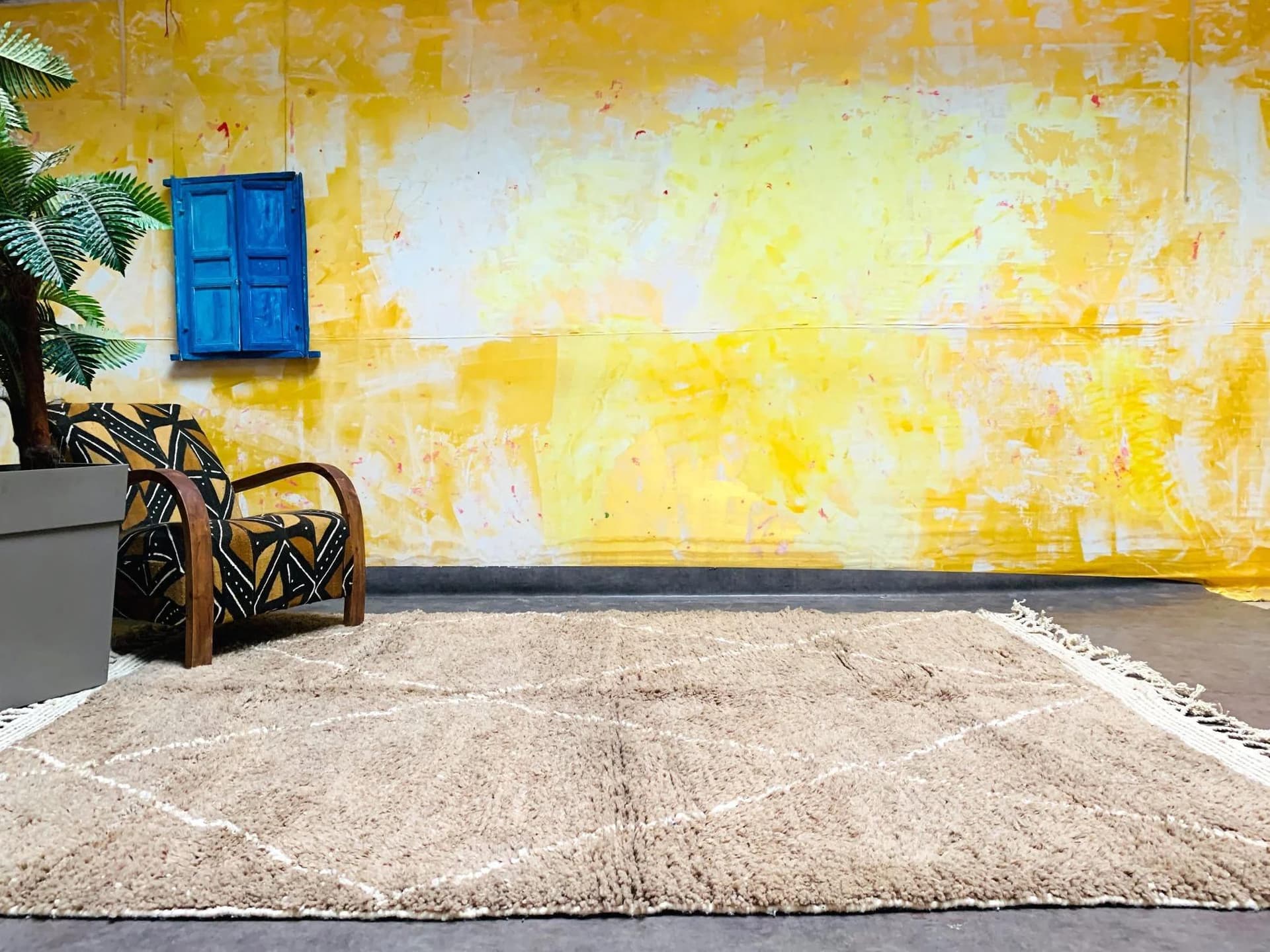 Neutral Faint Diamond Beni Ourain Rug
