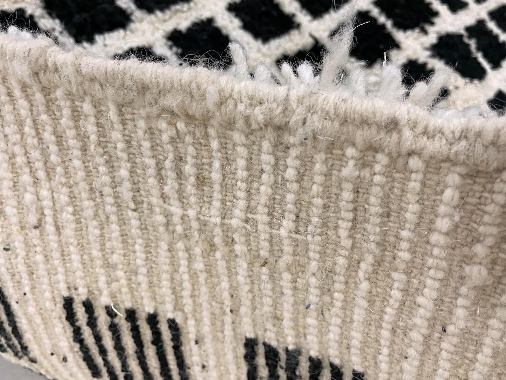 Ivory Staggered Grid Beni Ourain Rug