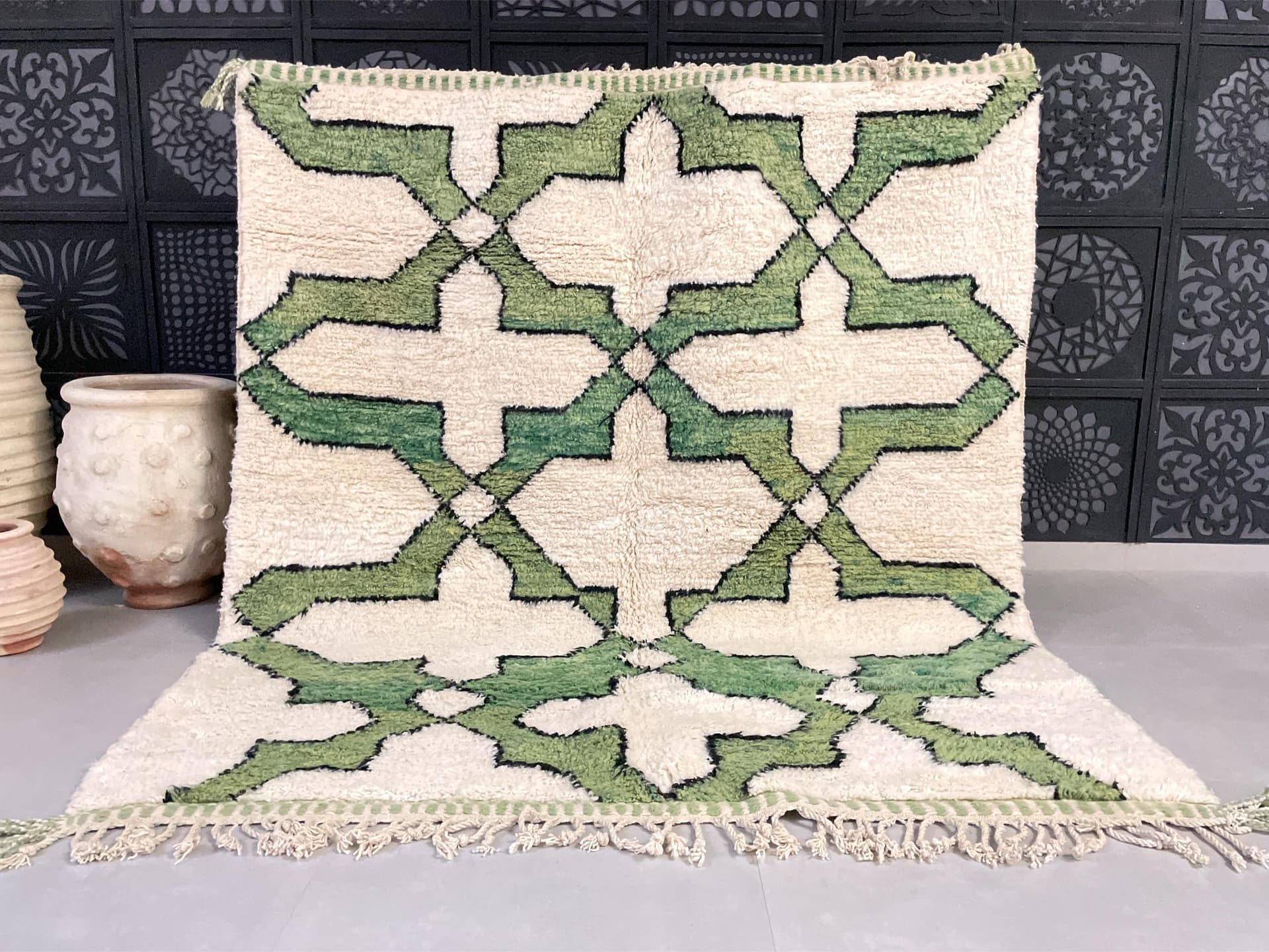 Green Interlock Beni Ourain Rug